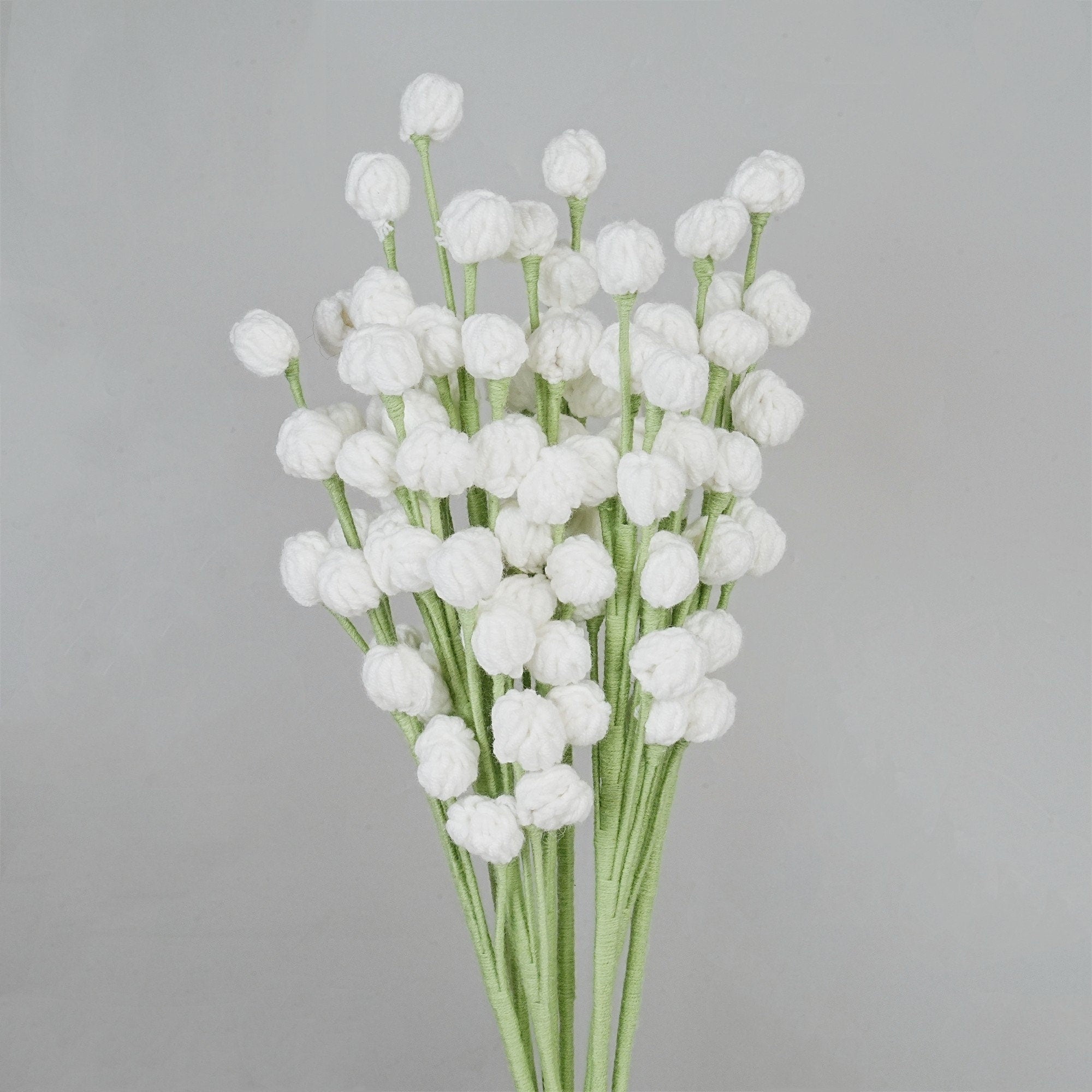 Handmade White Ten Berries Plants Crochet Bouquet