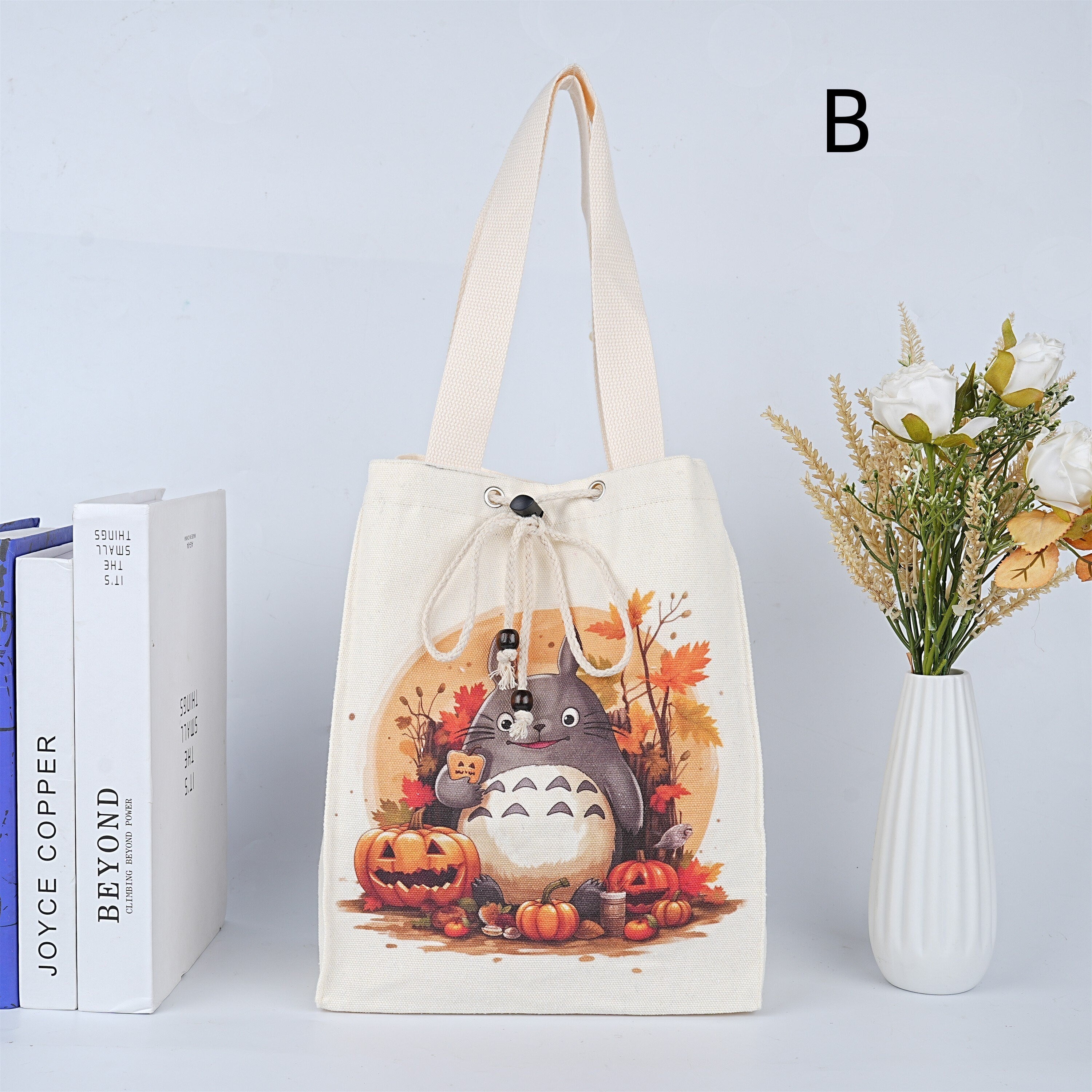 Handmade Pumpkin Totoro Canvas Tote Bag