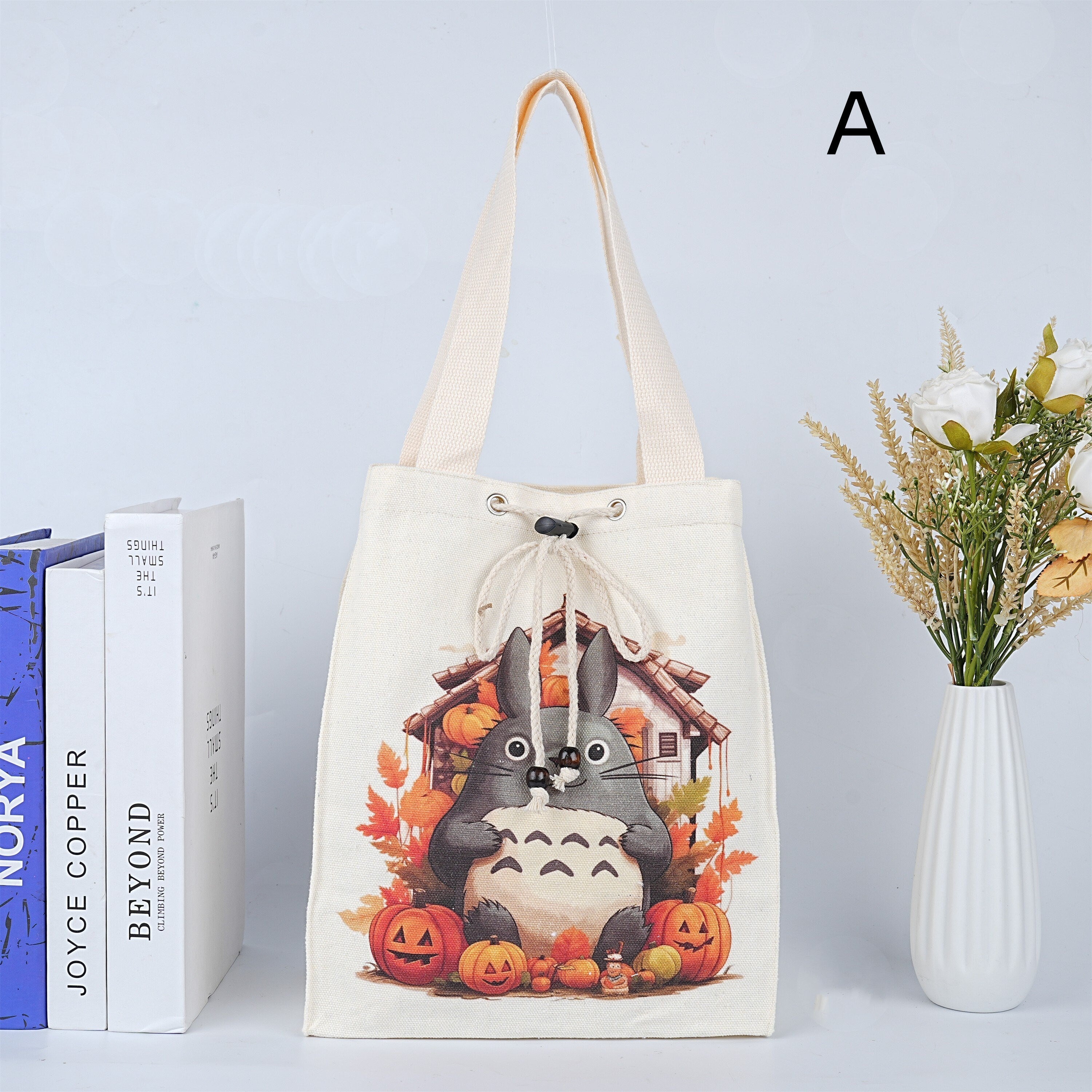 Handmade Pumpkin Totoro Canvas Tote Bag