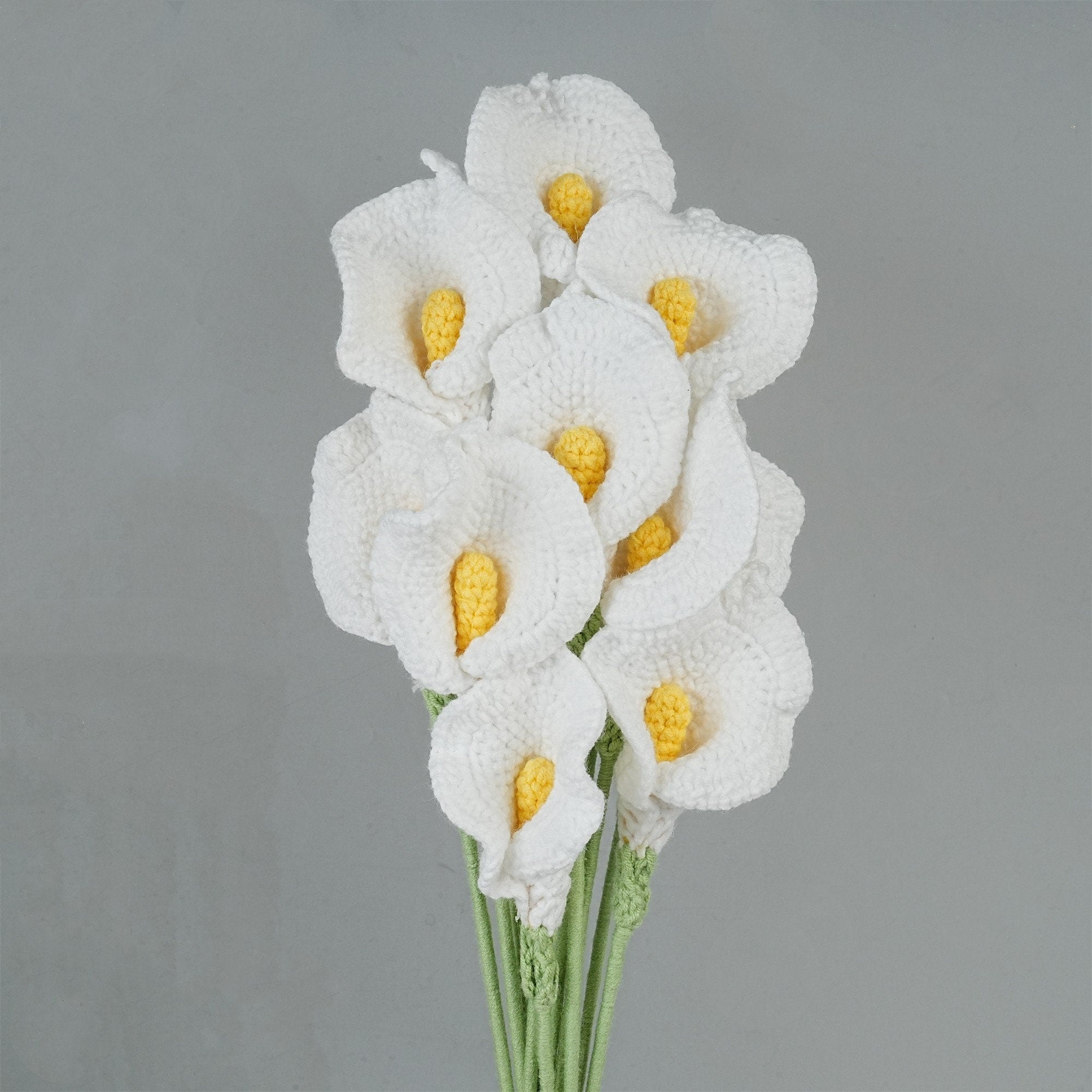 Handmade White Calla Lily Crochet Bouquet