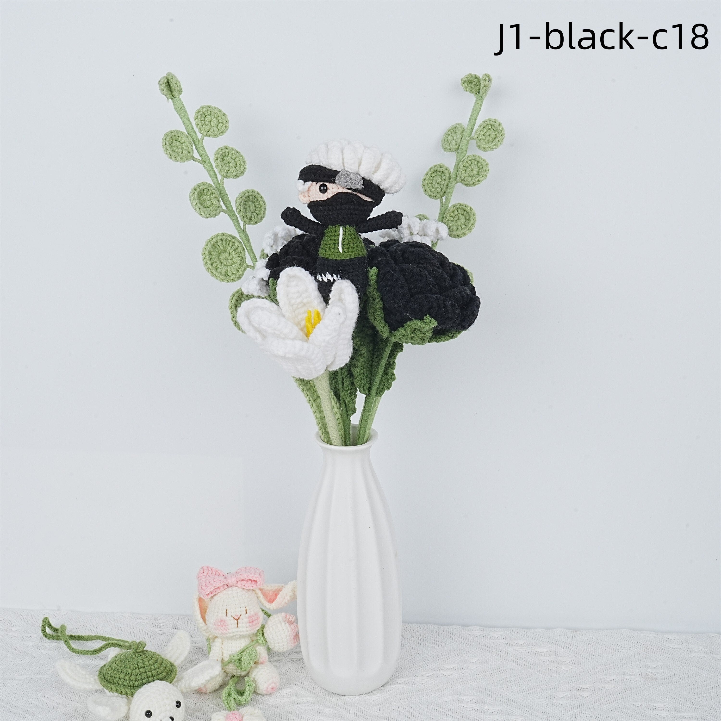 Handmade Knit Naruto Roses Sunflower Crochet Bouquet