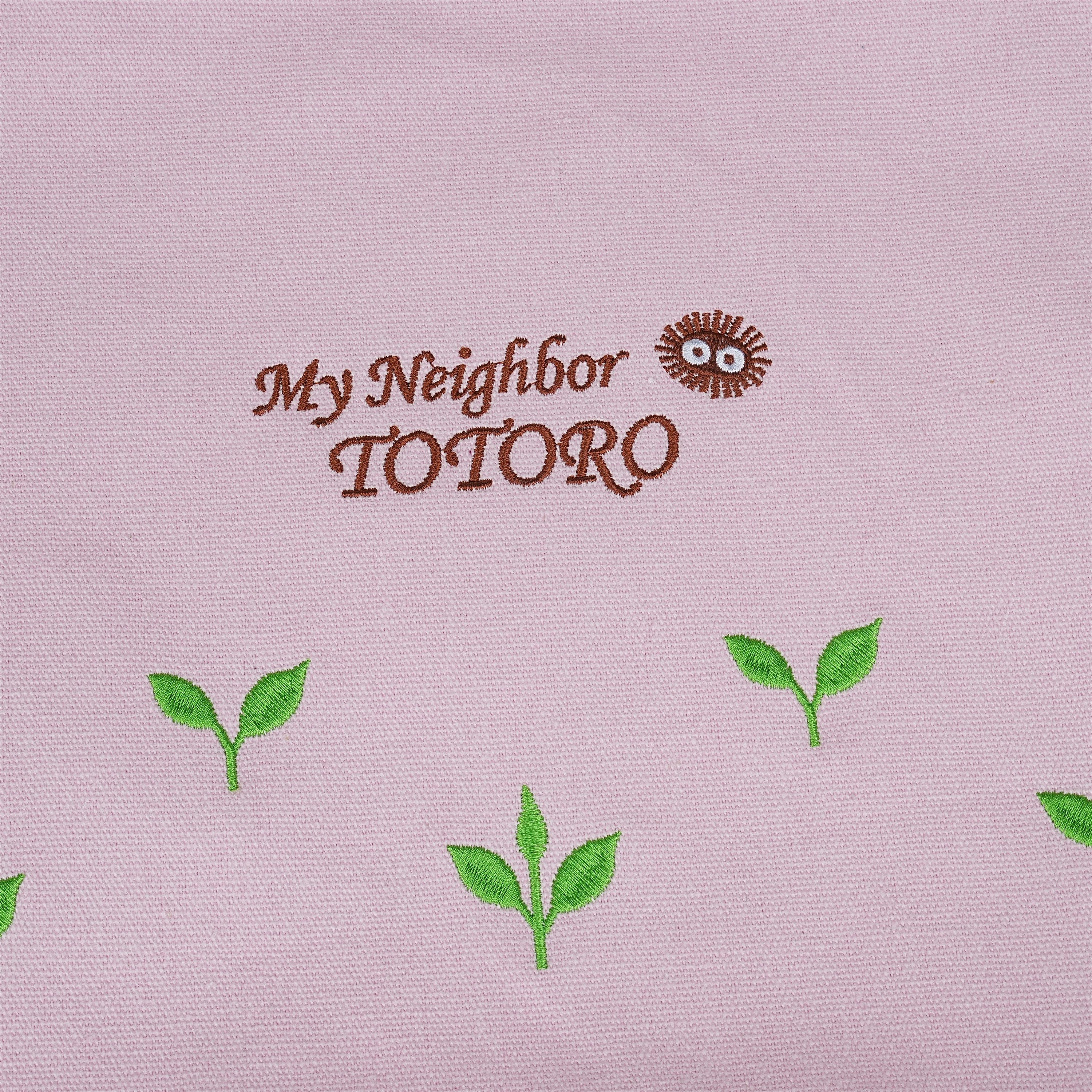 Embroidered Totoro Pink Canvas Cosmetic Bag Tote Bag