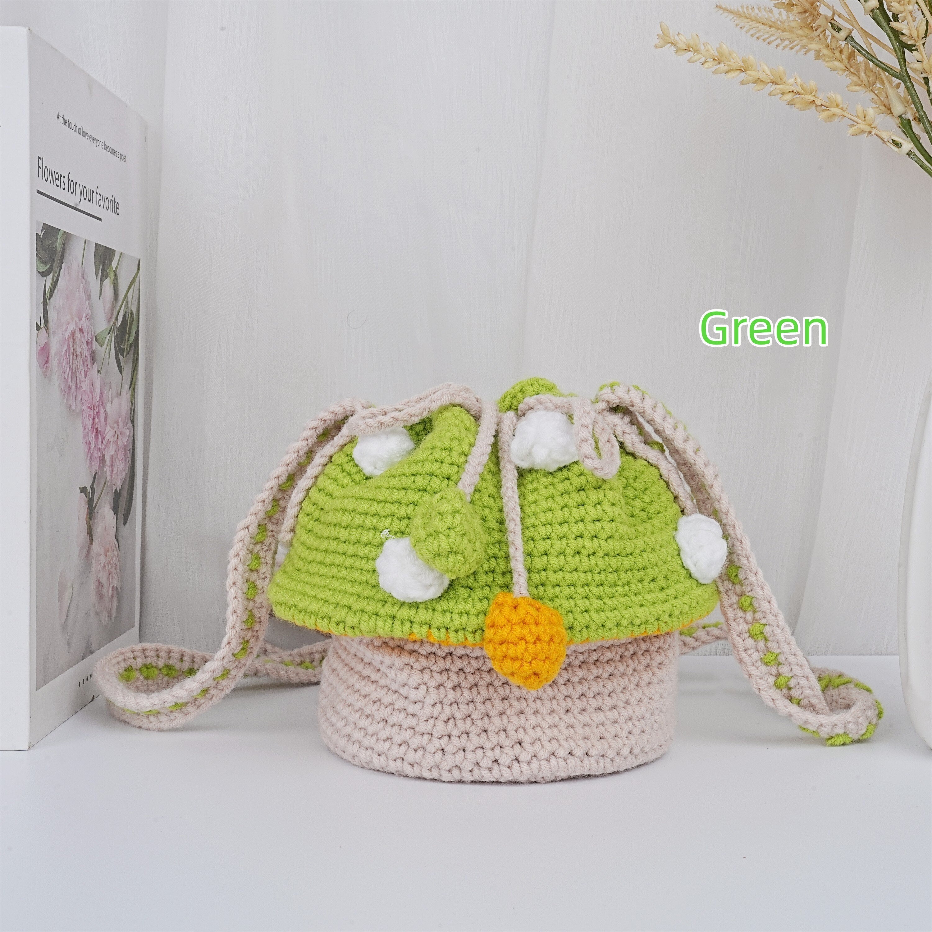 Handmade Woolen Woven Mushroom Crossbody Bag