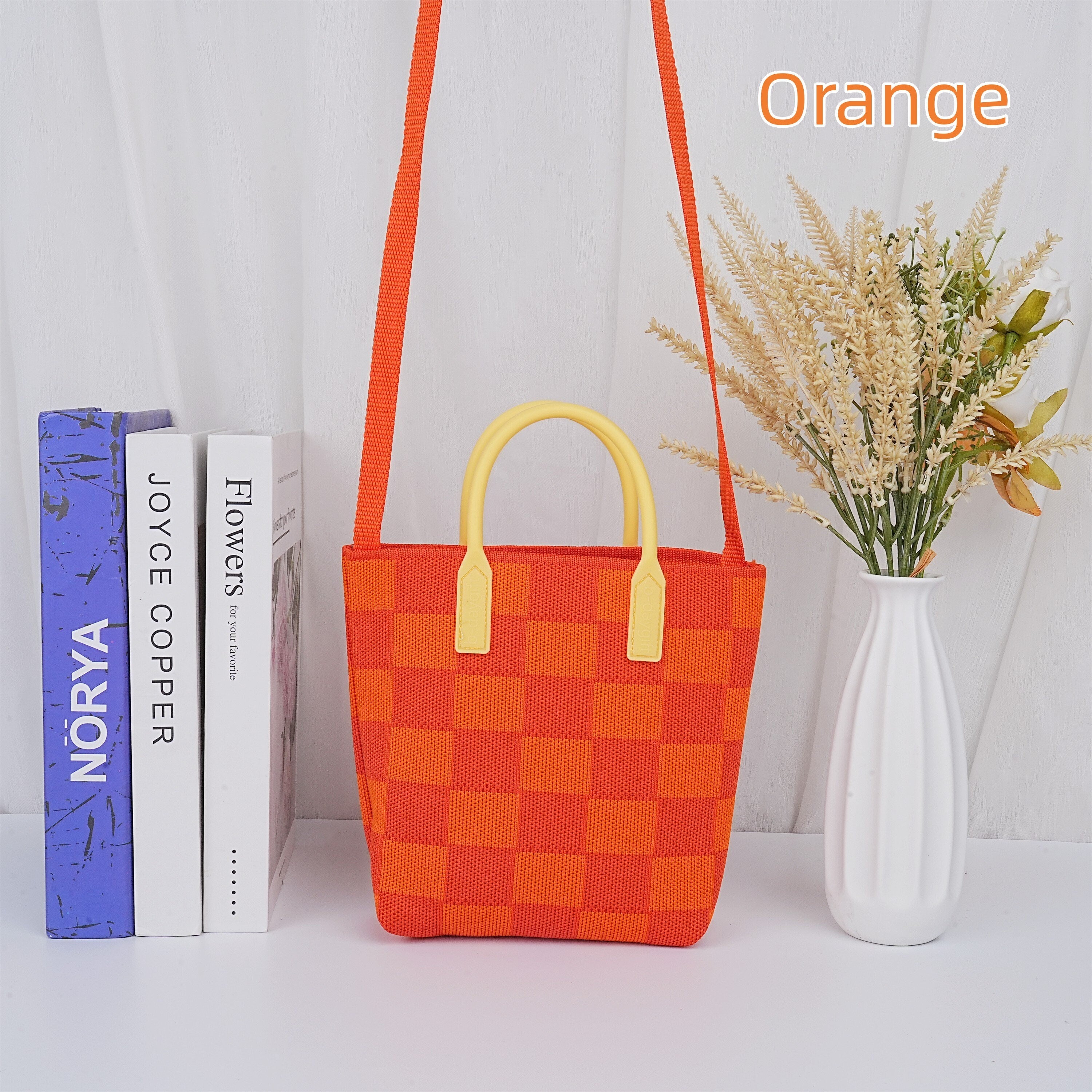 Classic Checkerboard Knit Tote Bag