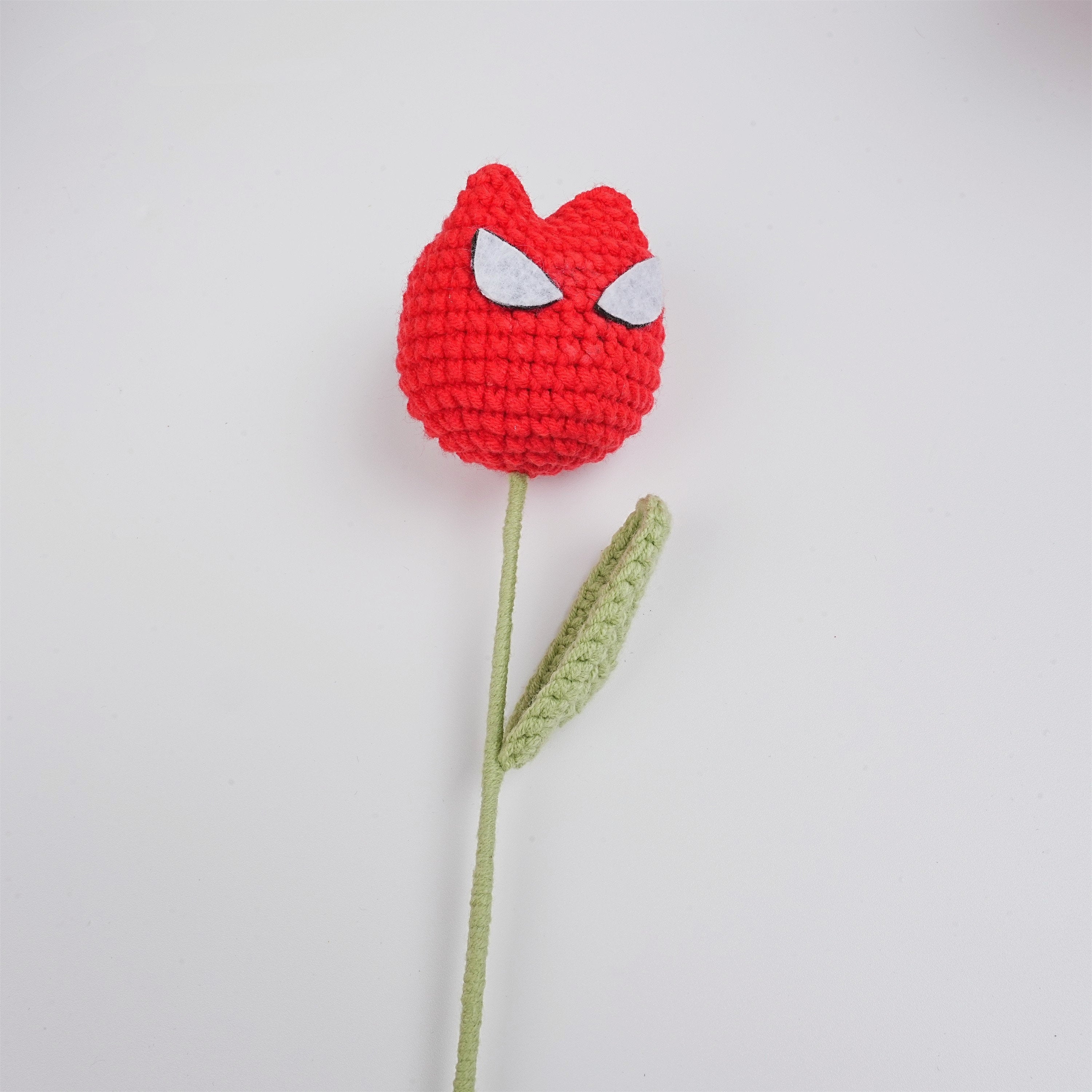 Handmade Red Spider-Man Tulip Crochet Bouquet