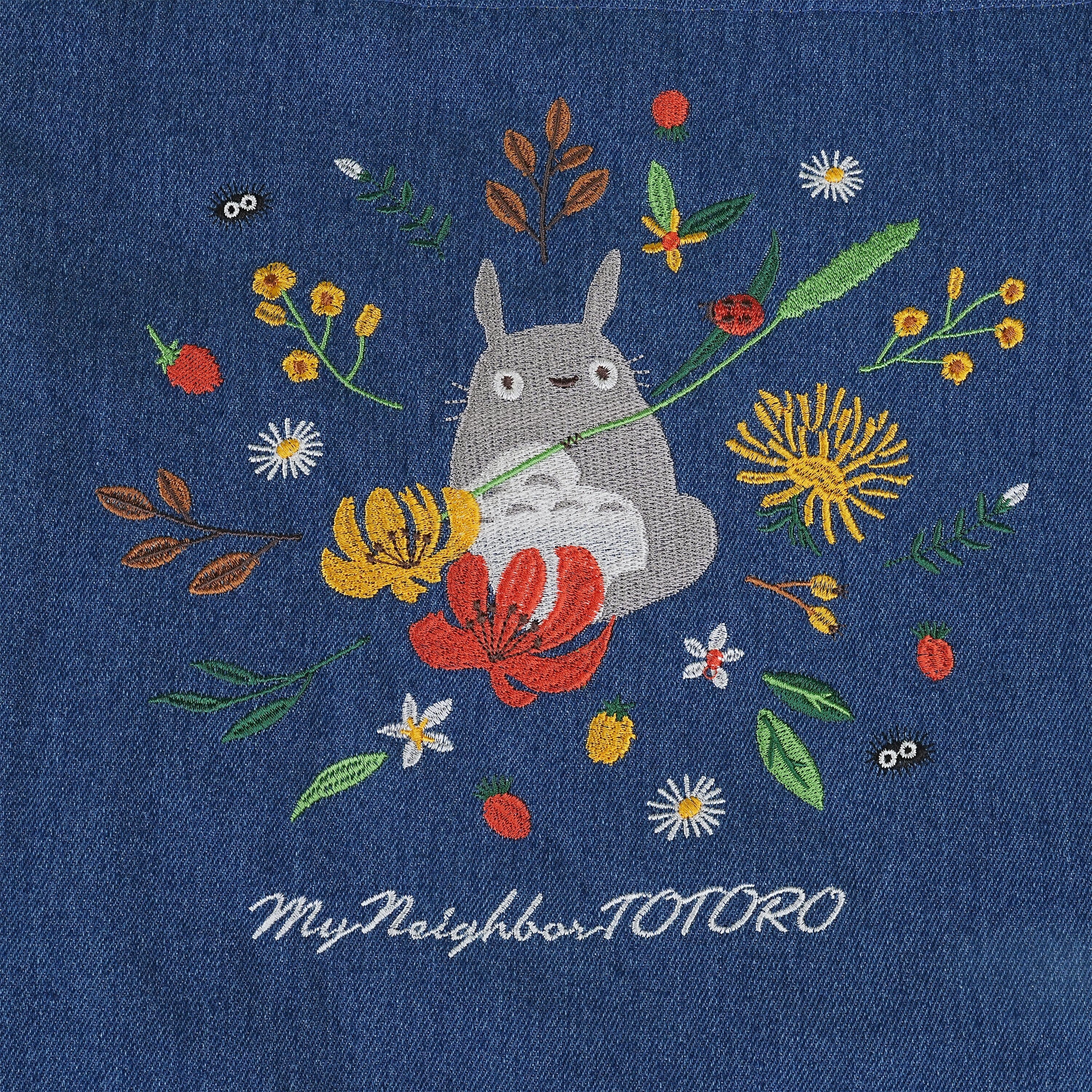 Embroidered Kiki's Delivery Service/My neighbor Totoro Denim Canvas Tote Bag