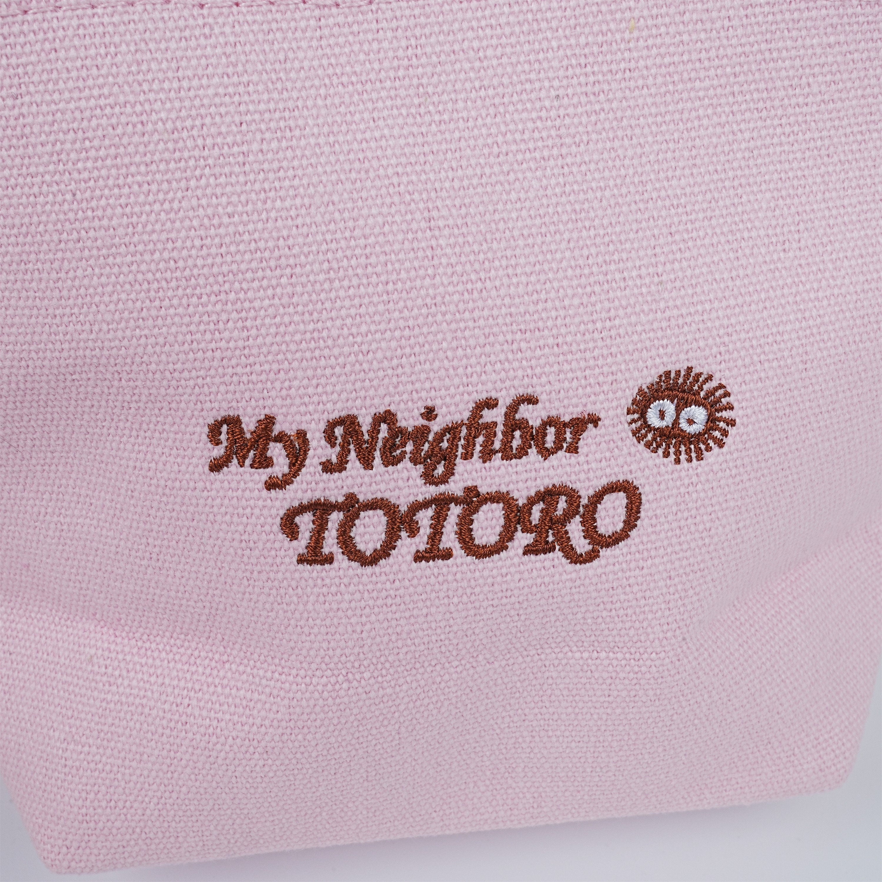 Embroidered Totoro Pink Canvas Cosmetic Bag Tote Bag