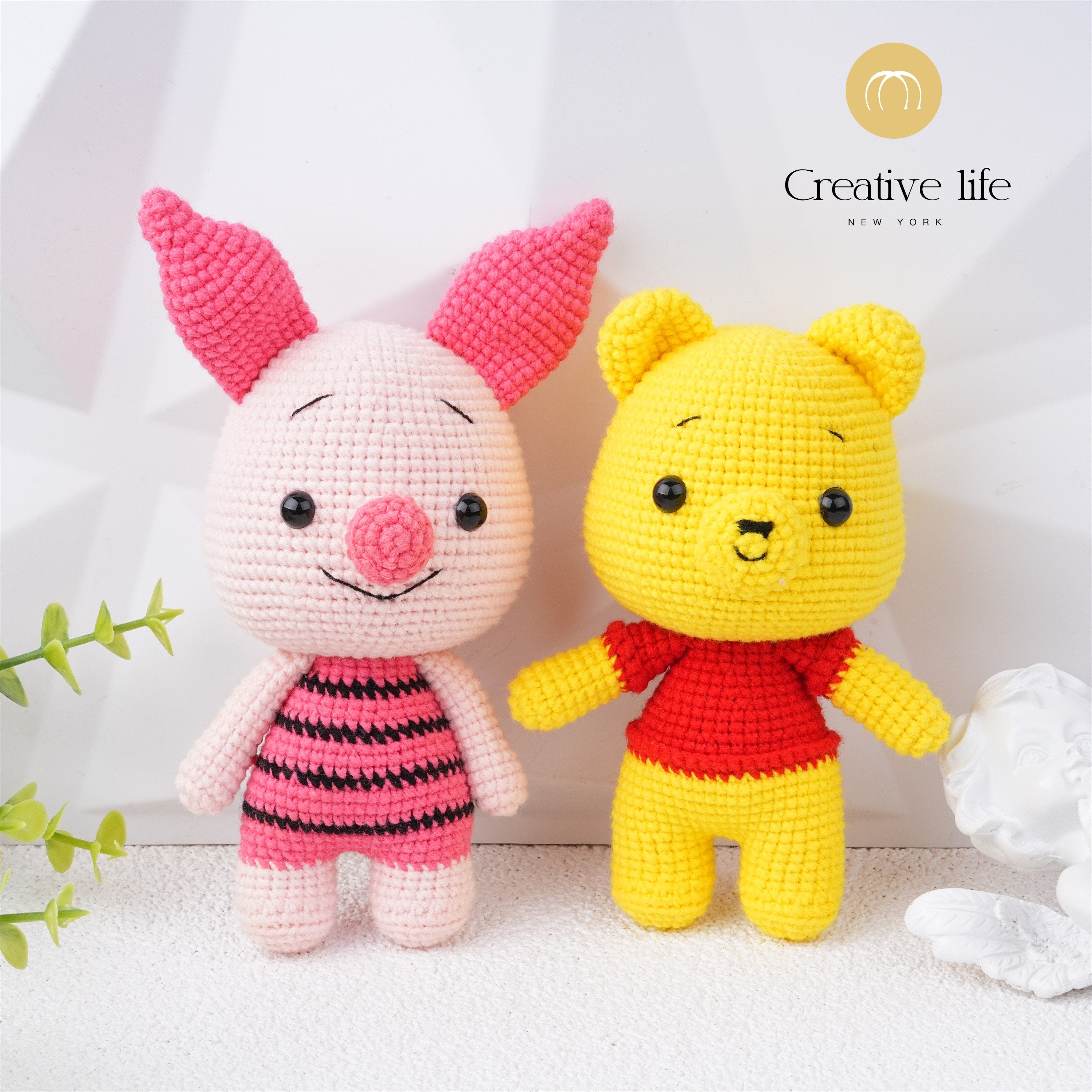 Handmade Winnie the Pooh  Piglet Crochet Doll Oranment