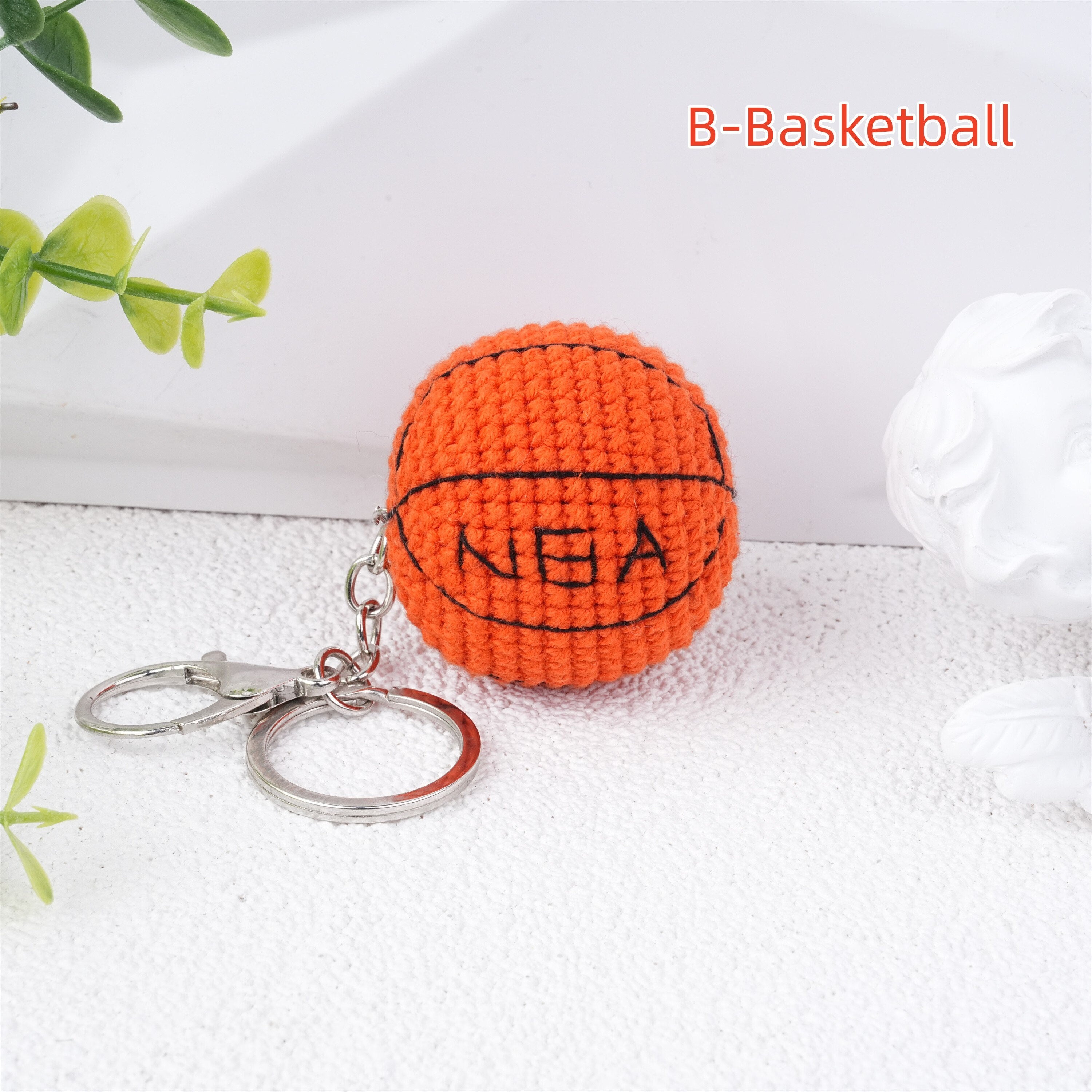 Handmade Crochet Rugby/Basketball Keychain Oranment