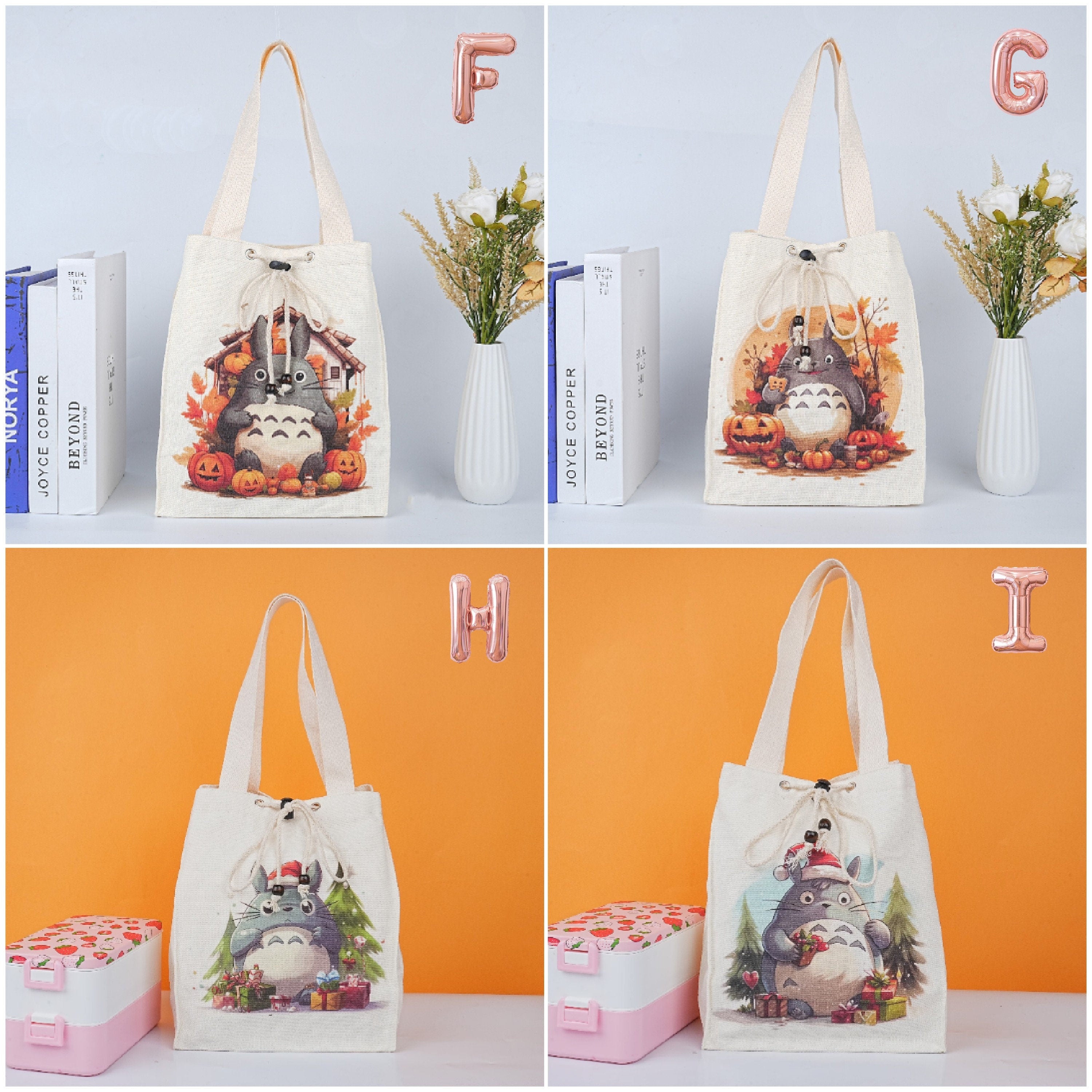 Handmade Kawaii Anime No Face Man/Totoro Tote Bag