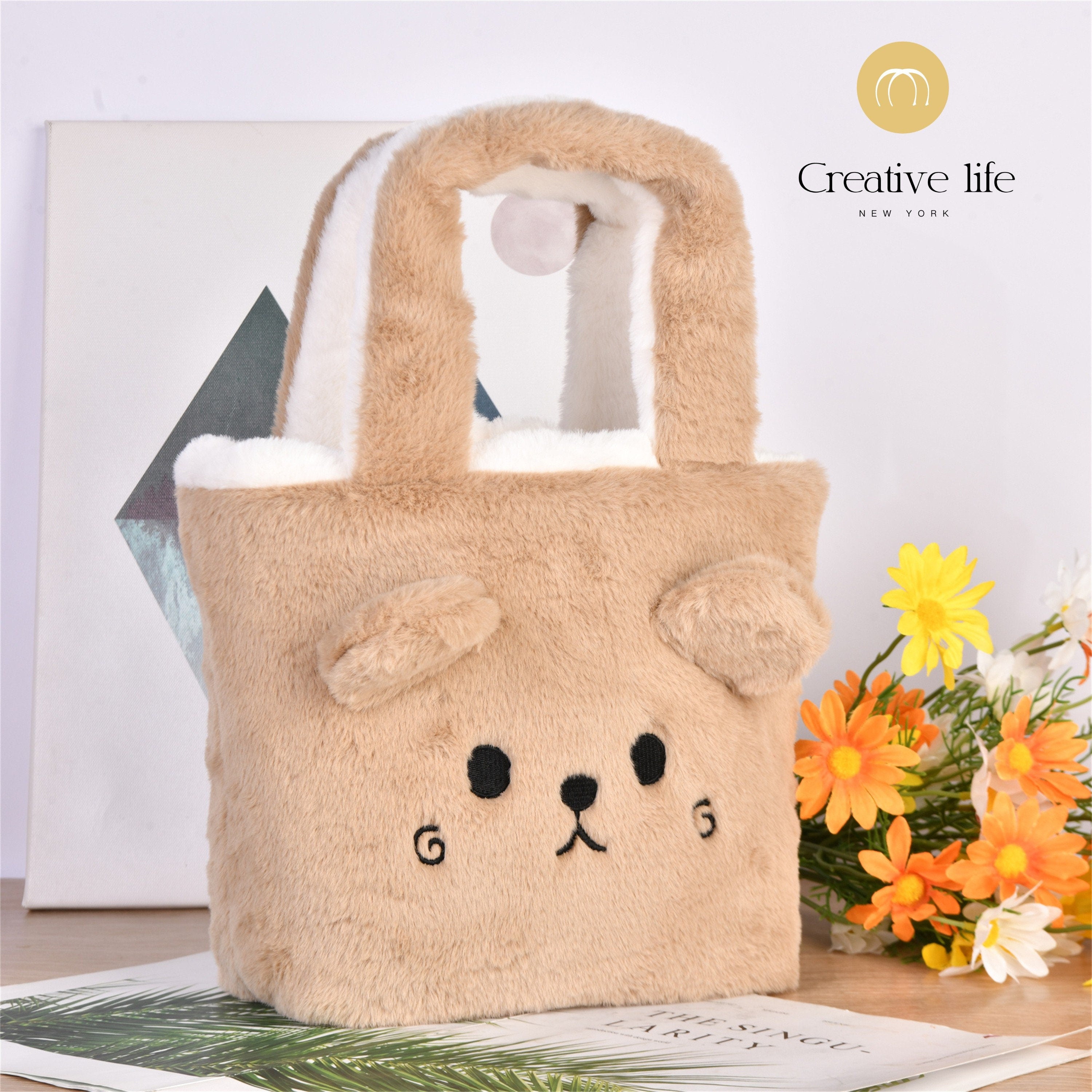 Cute Bear Rabbit Double-sided Plush Tote Bag