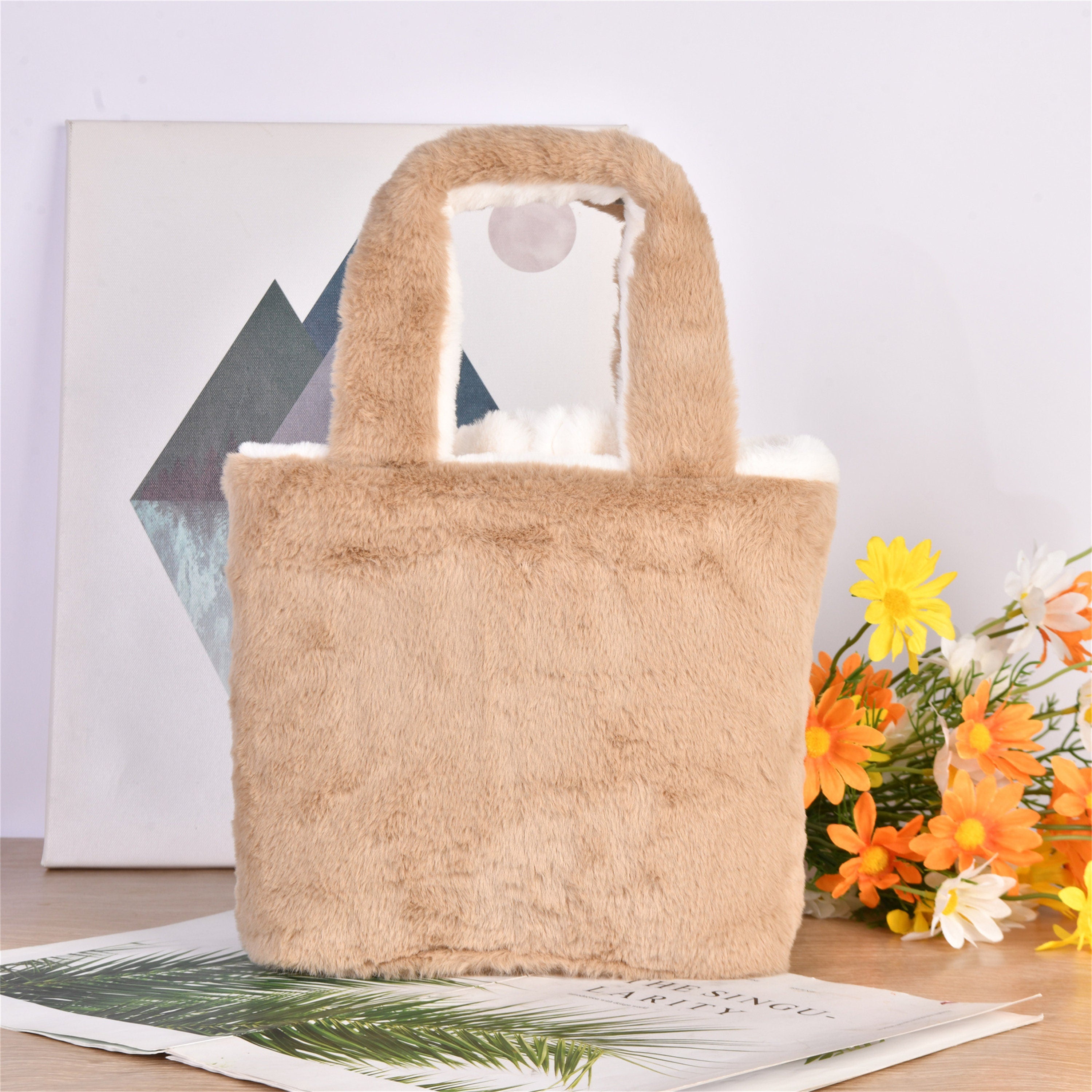 Cute Bear Rabbit Double-sided Plush Tote Bag