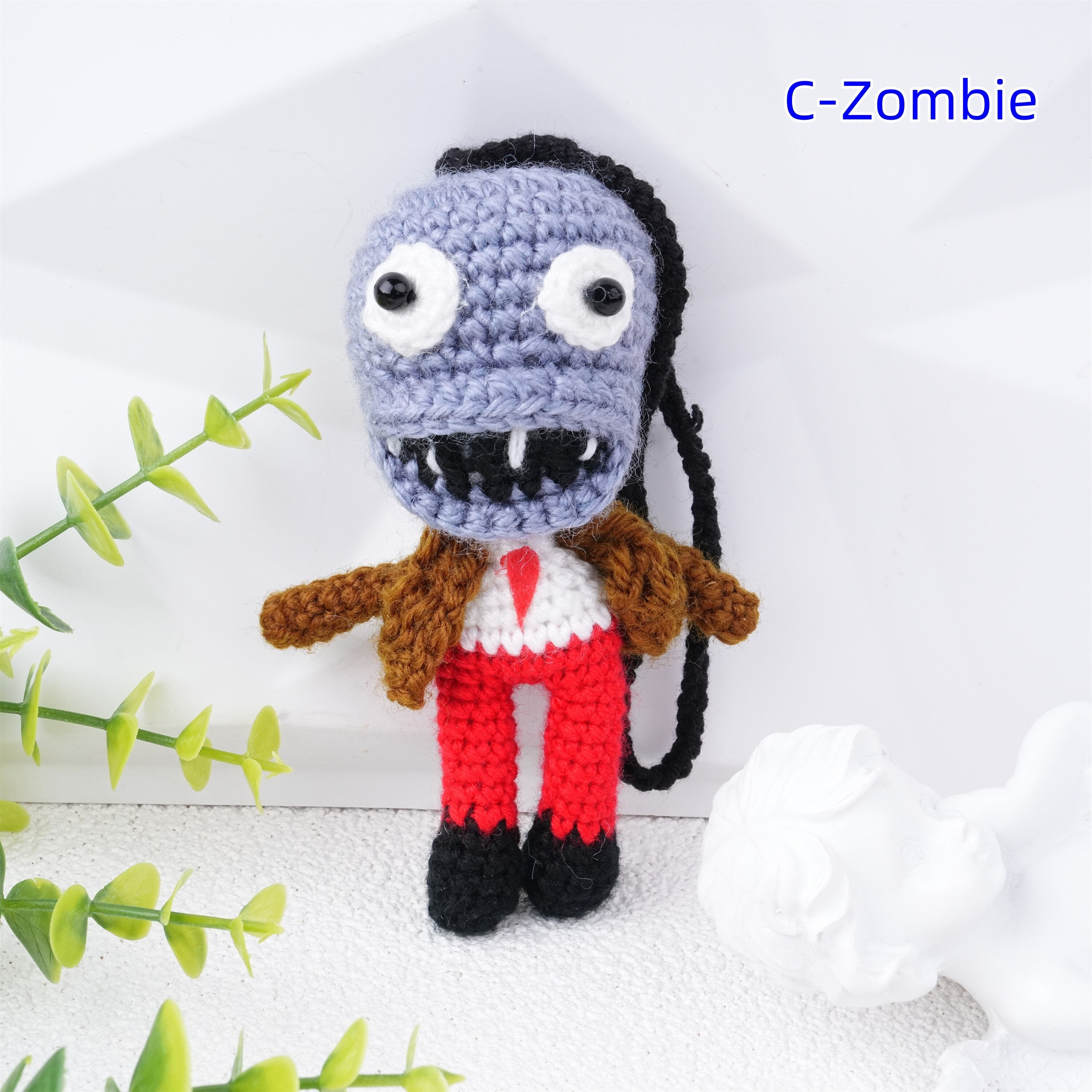 Handmade Crochet Sunflower Mushroom Peashooter Zombie Pendant/Keychain