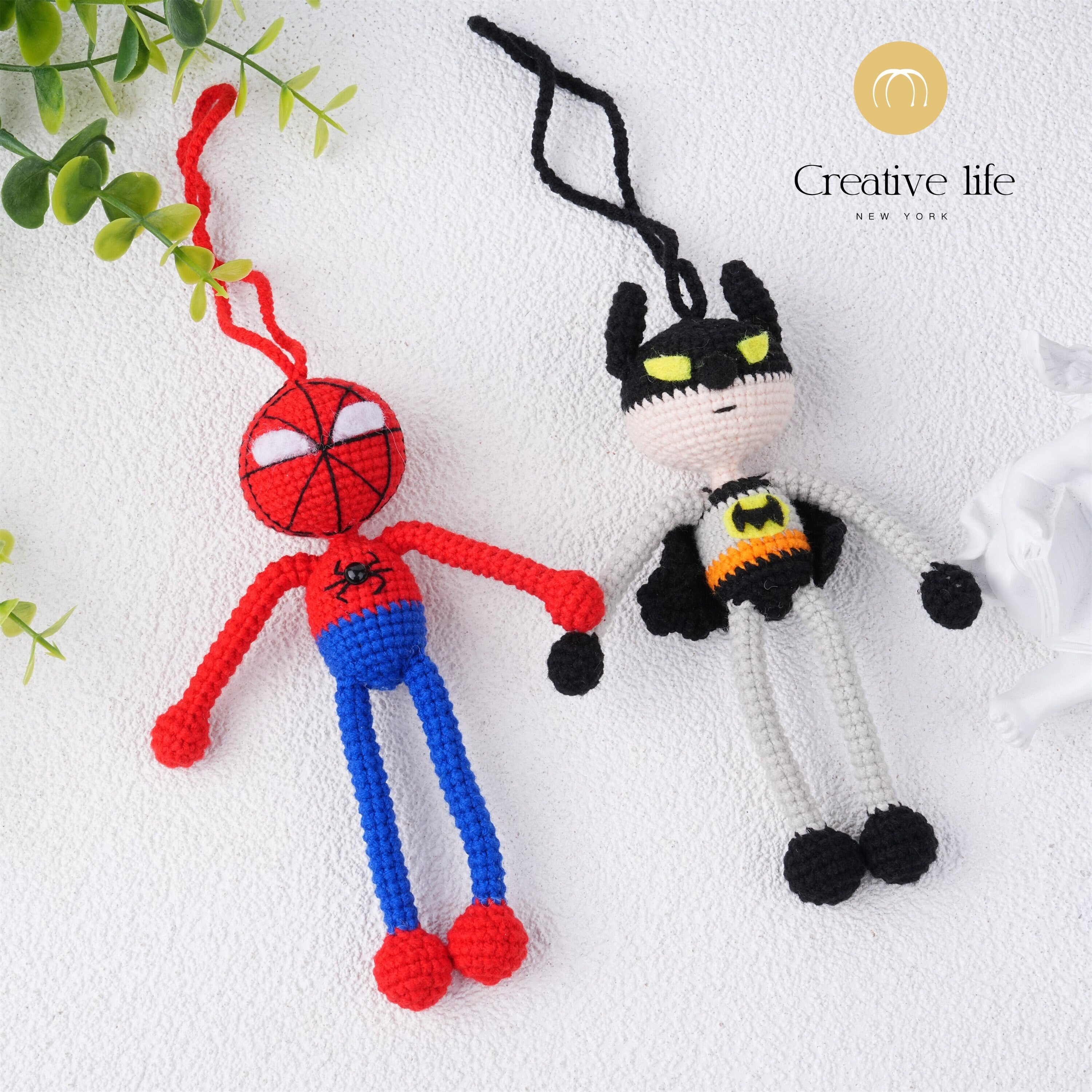 Handmade Spider Man Batman Crochet Doll Car Pendant Oranment