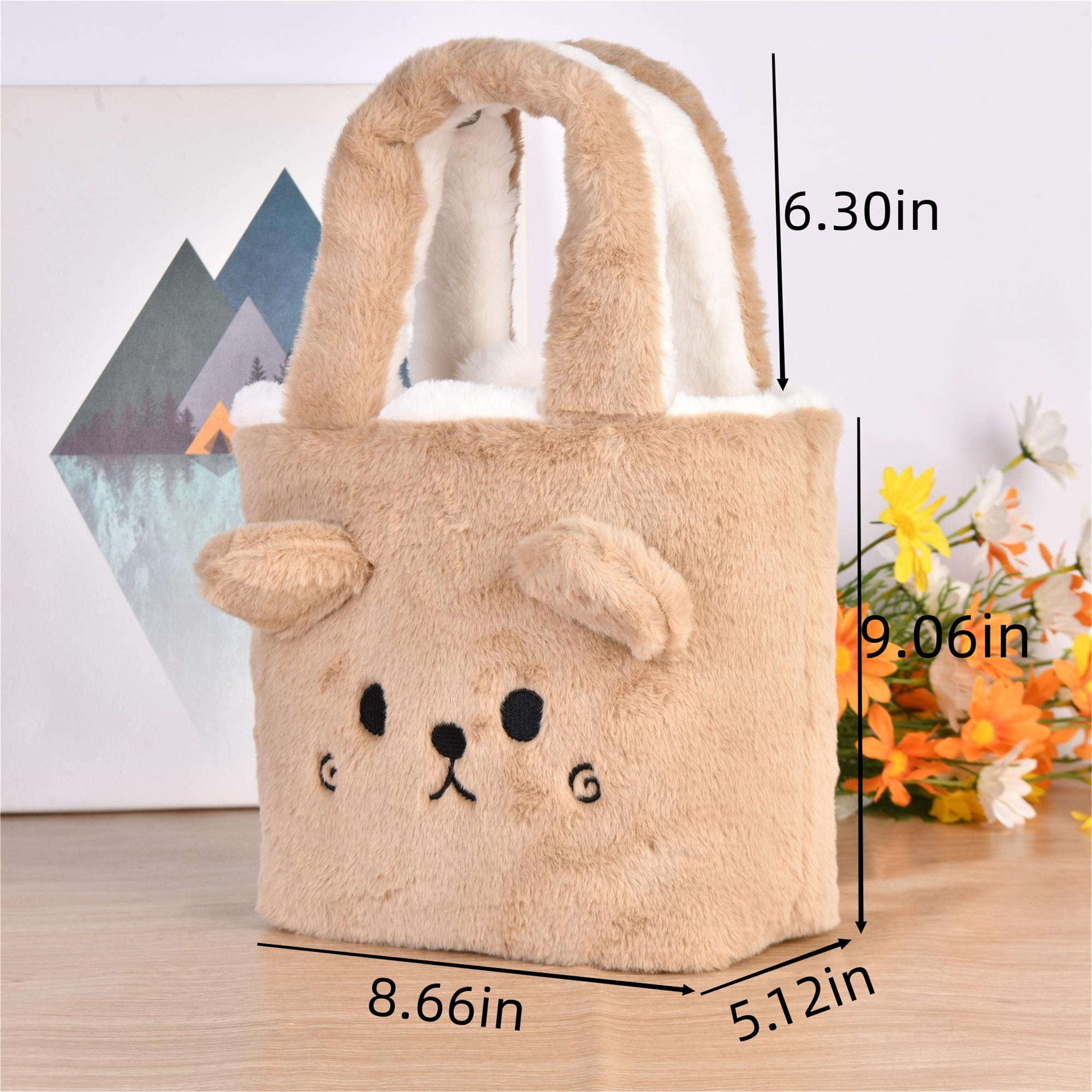 Cute Bear Rabbit Double-sided Plush Tote Bag