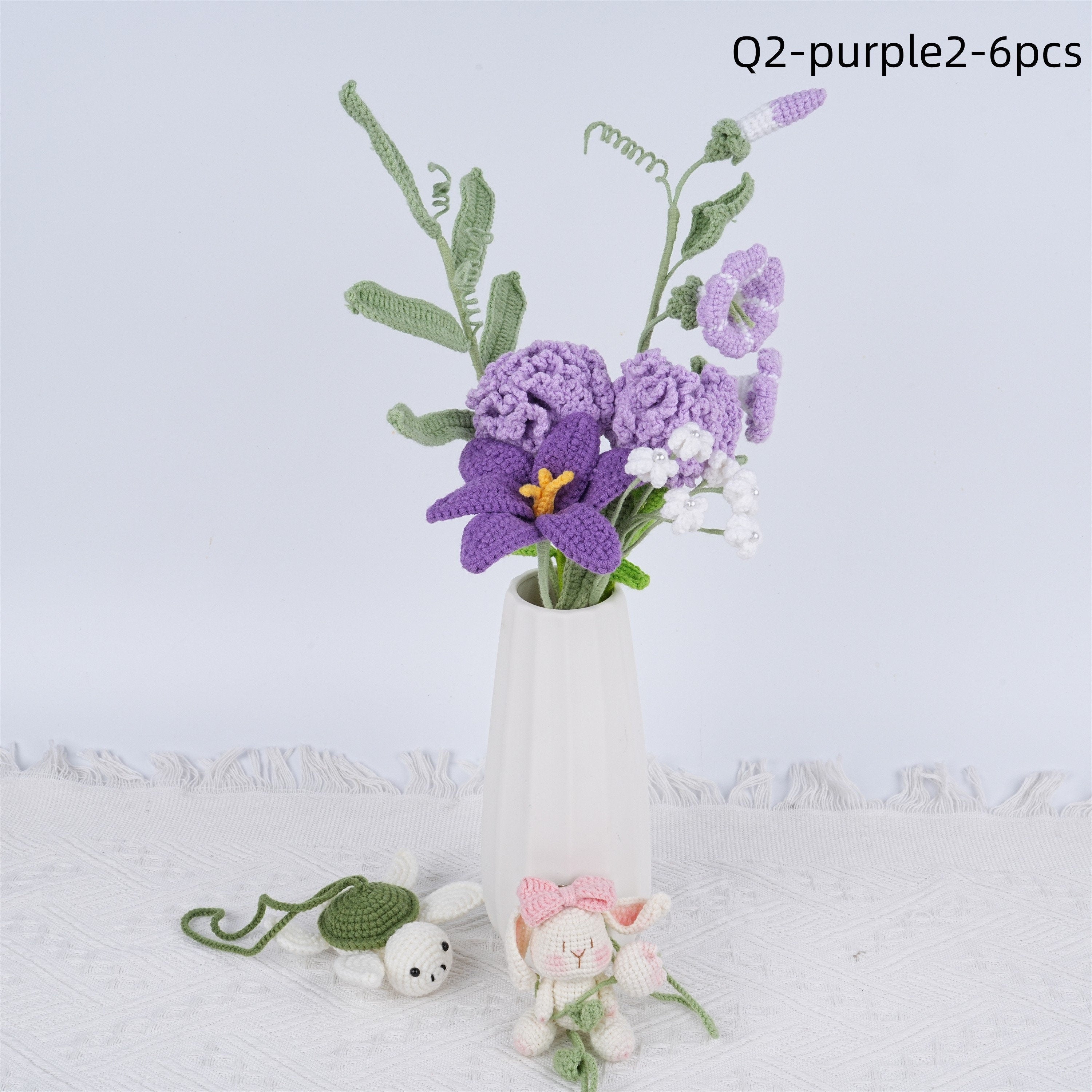 6PCS Handmade Morning Glory Crochet Bouquet