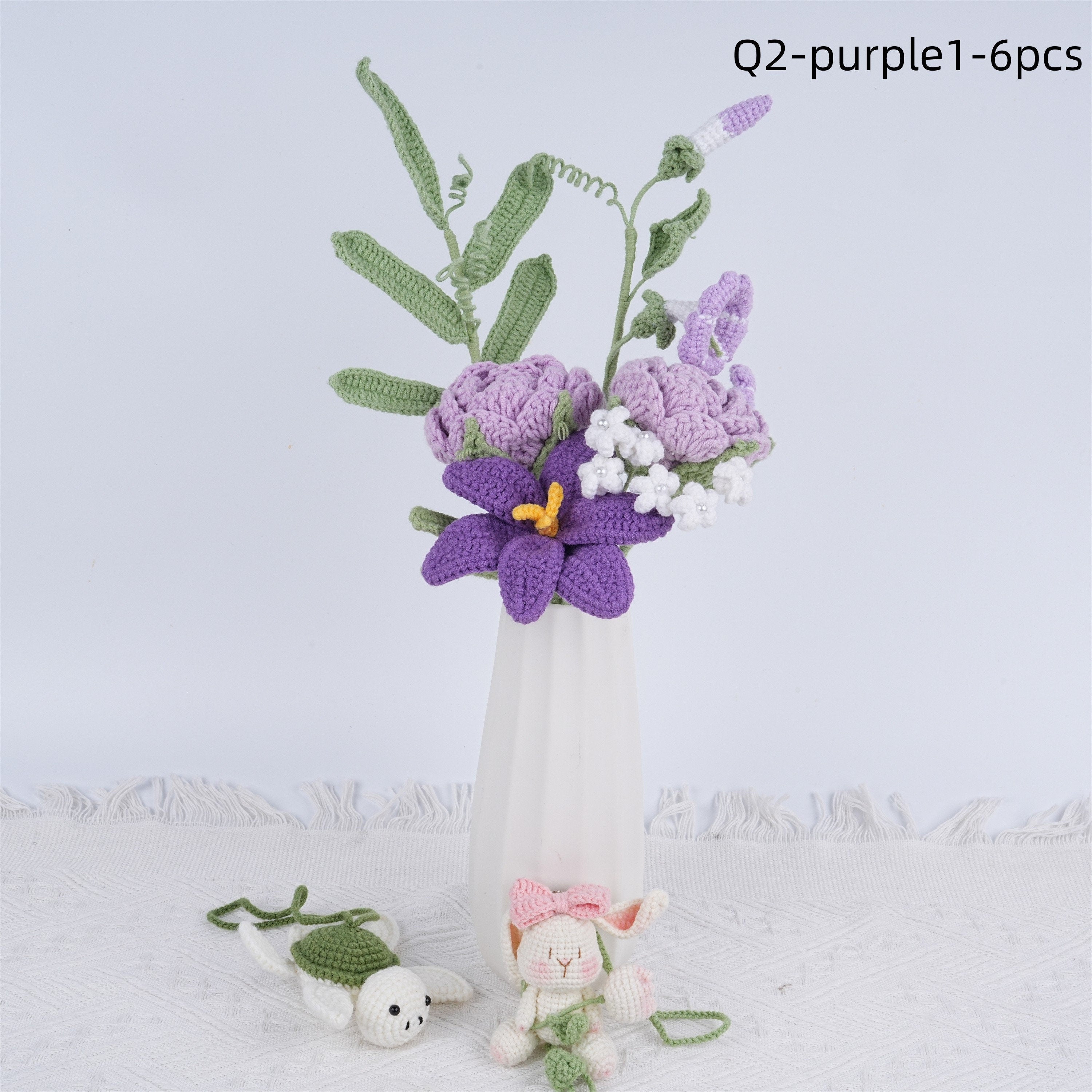 6PCS Handmade Morning Glory Crochet Bouquet