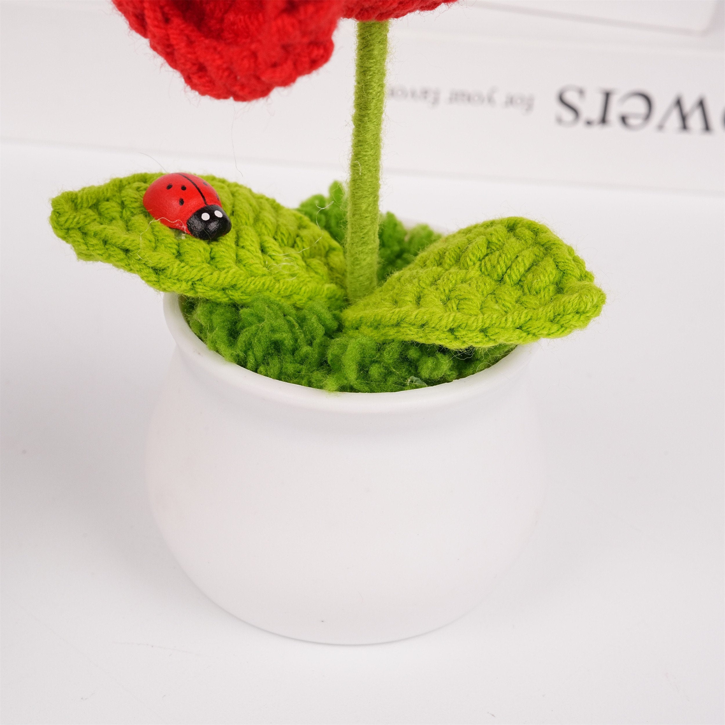 Handmade Crochet Mini Pea Shooter Potted Plant Ornaments