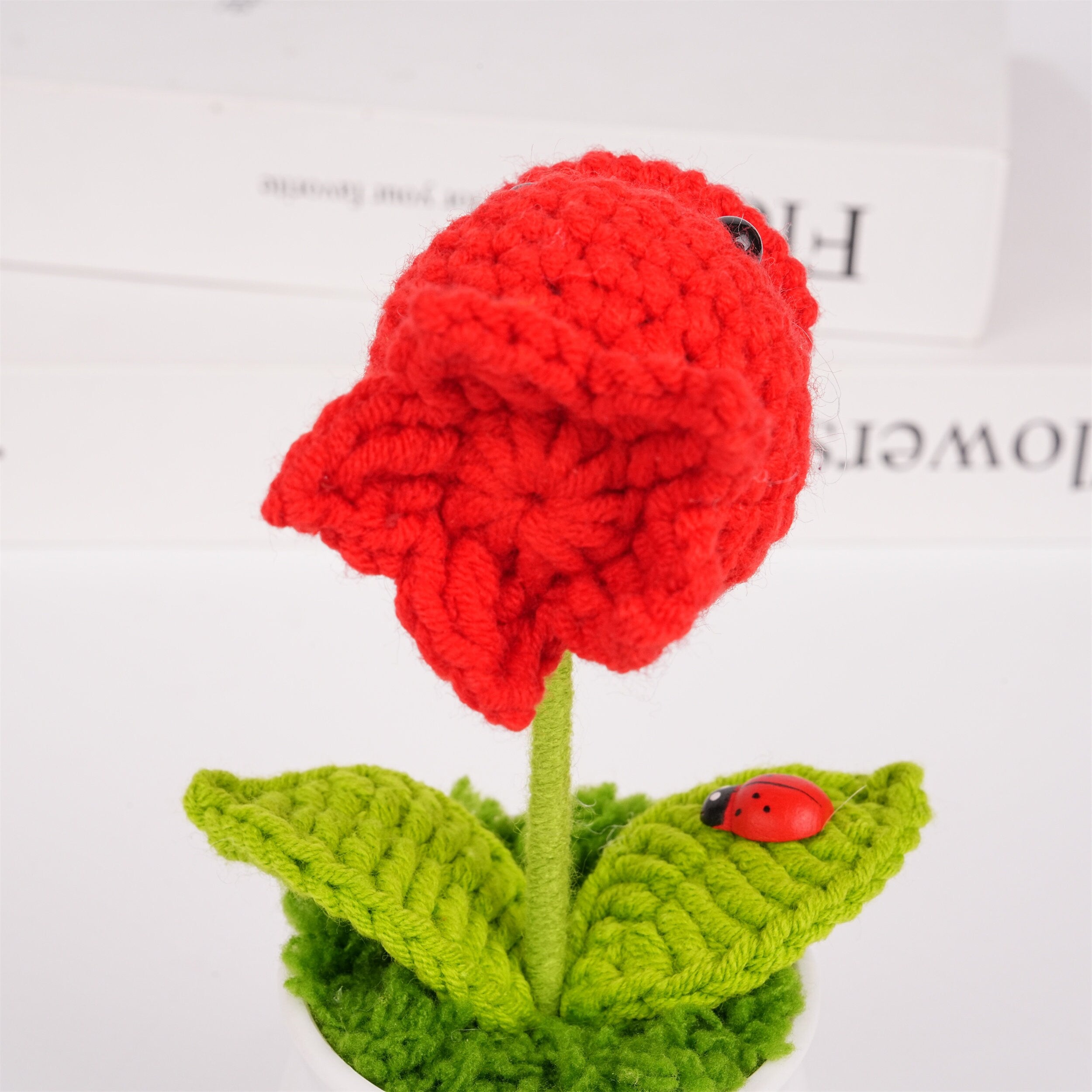 Handmade Crochet Mini Pea Shooter Potted Plant Ornaments