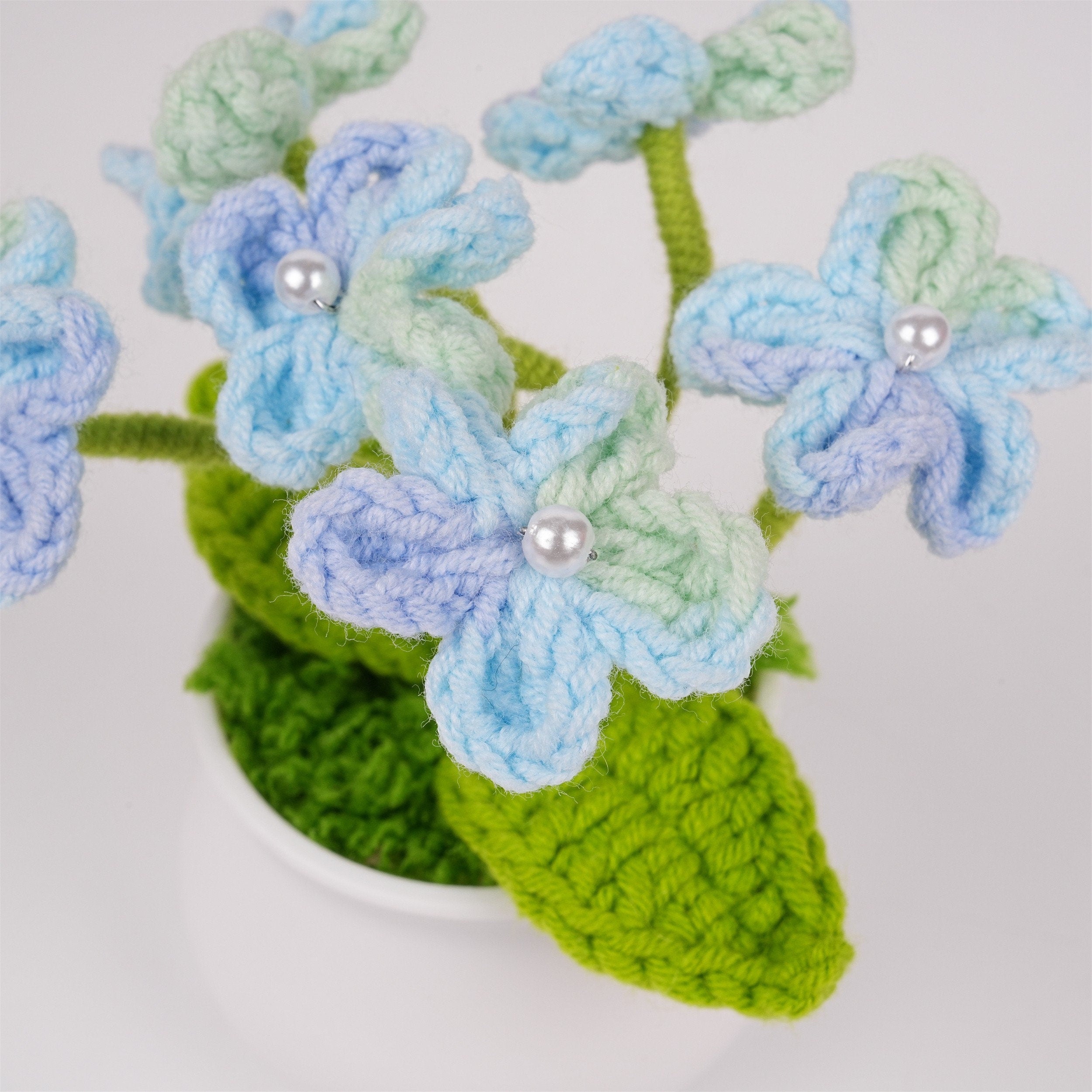 Handmade Crochet Mini Forget Me Not Potted Plant Ornament