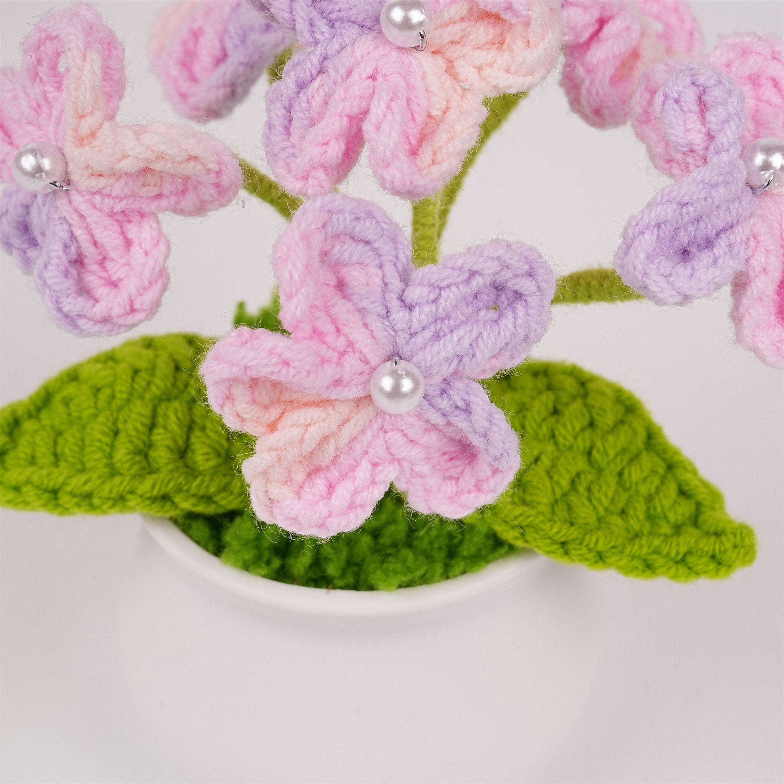 Handmade Crochet Mini Forget Me Not Potted Plant Ornament