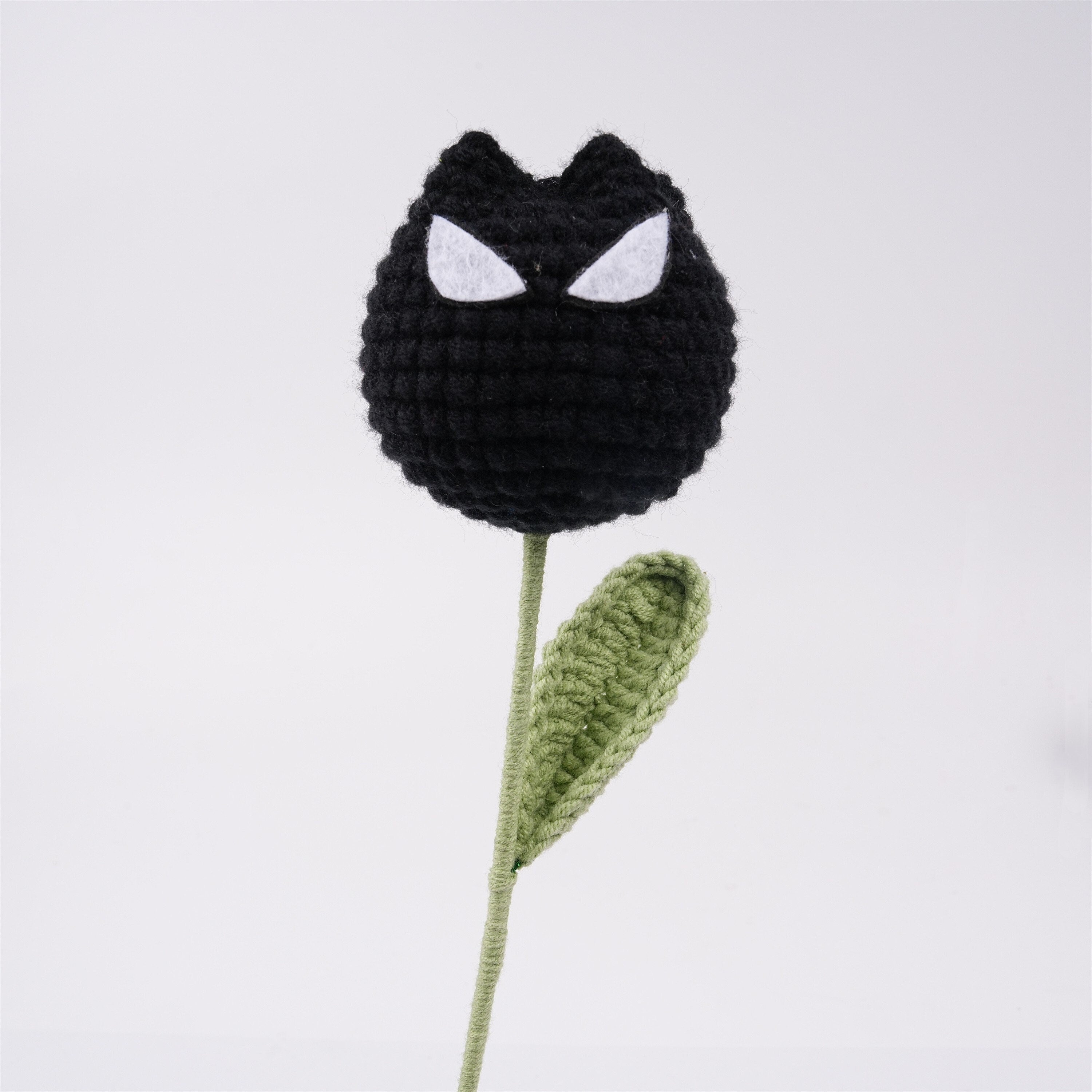 Handmade Knitted Black Spider-Man Tulip Crochet Bouquet