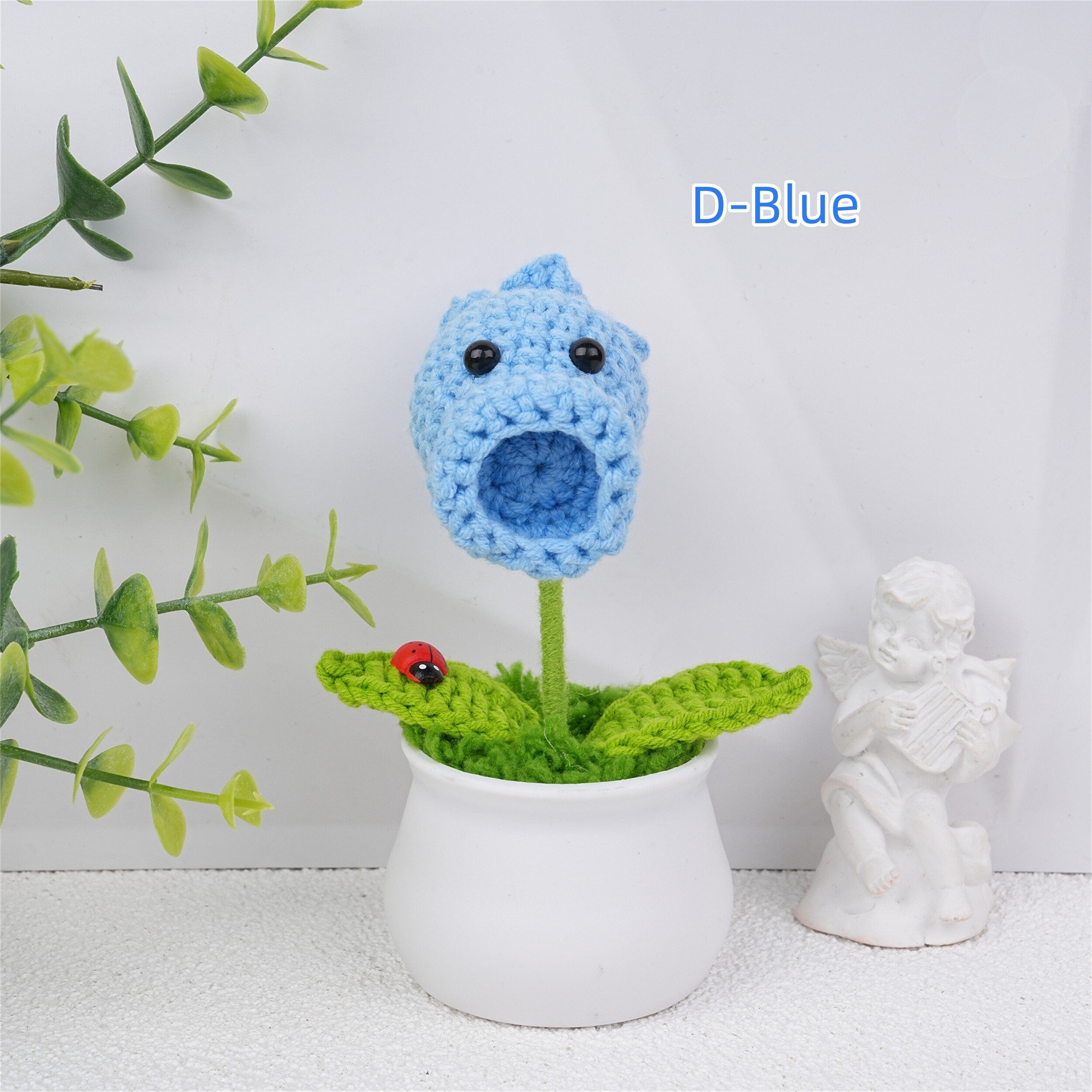 Handmade Crochet Mini Pea Shooter Potted Plant Ornaments