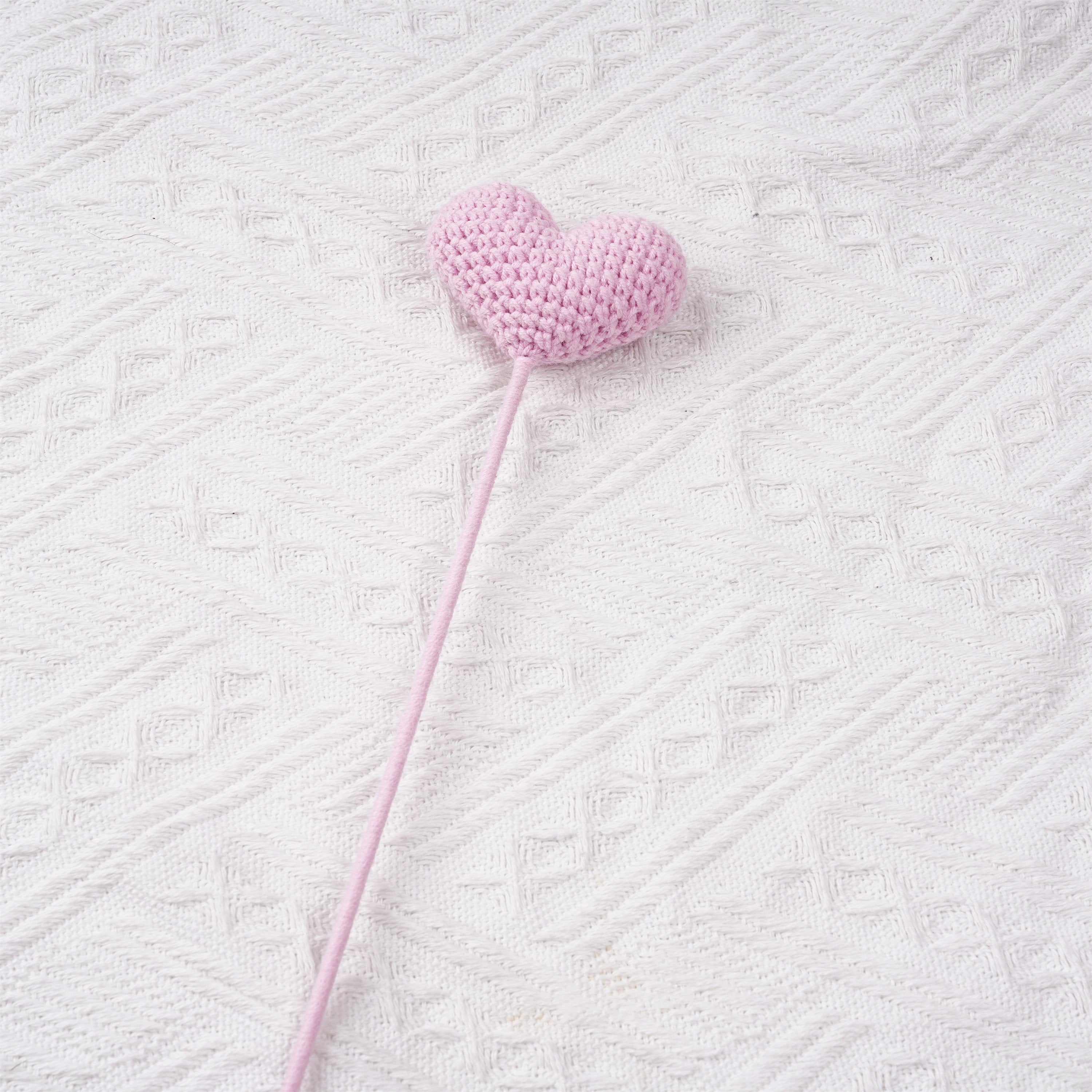 Handmade Knit Pink Heart Crochet Bouquet