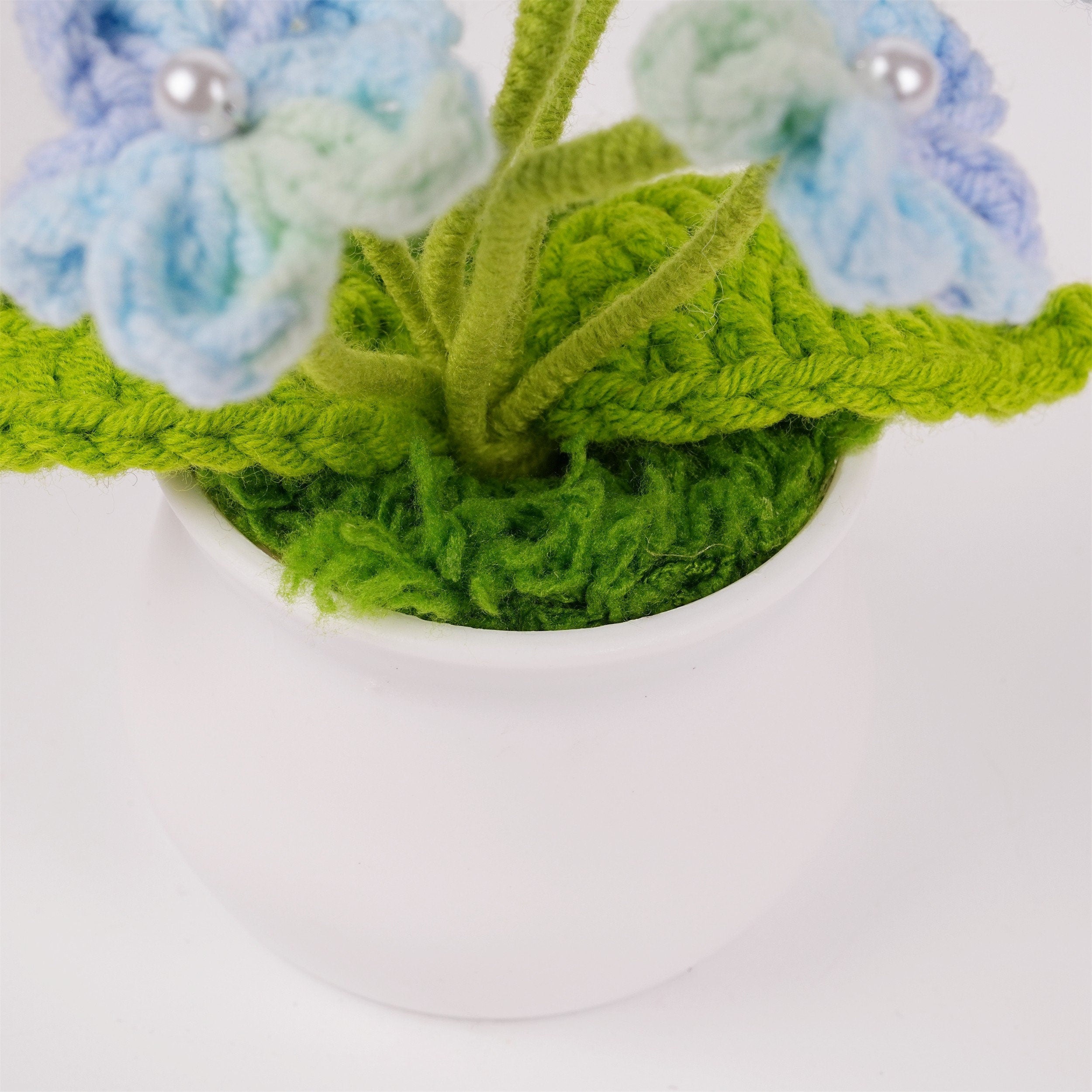 Handmade Crochet Mini Forget Me Not Potted Plant Ornament