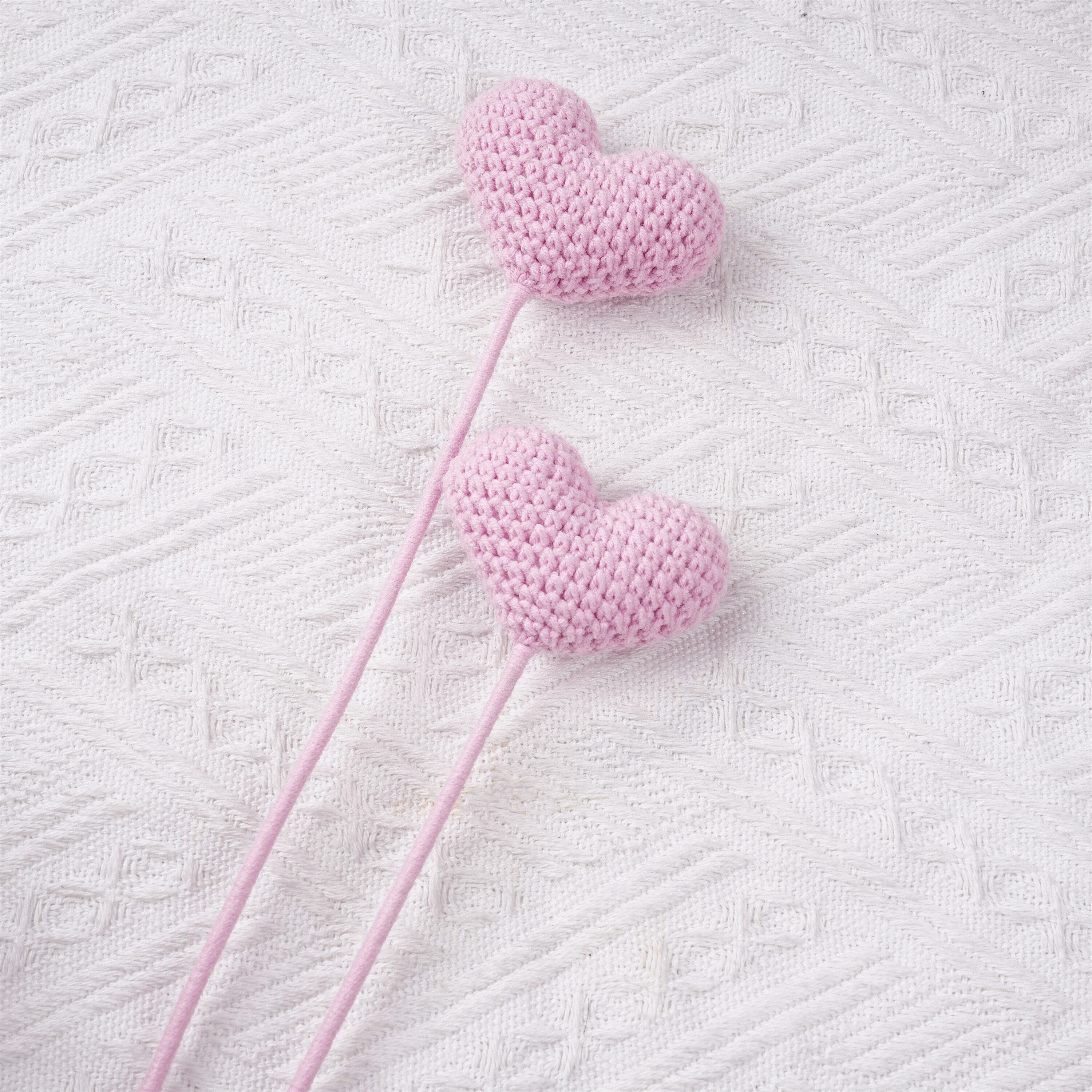 Handmade Knit Pink Heart Crochet Bouquet