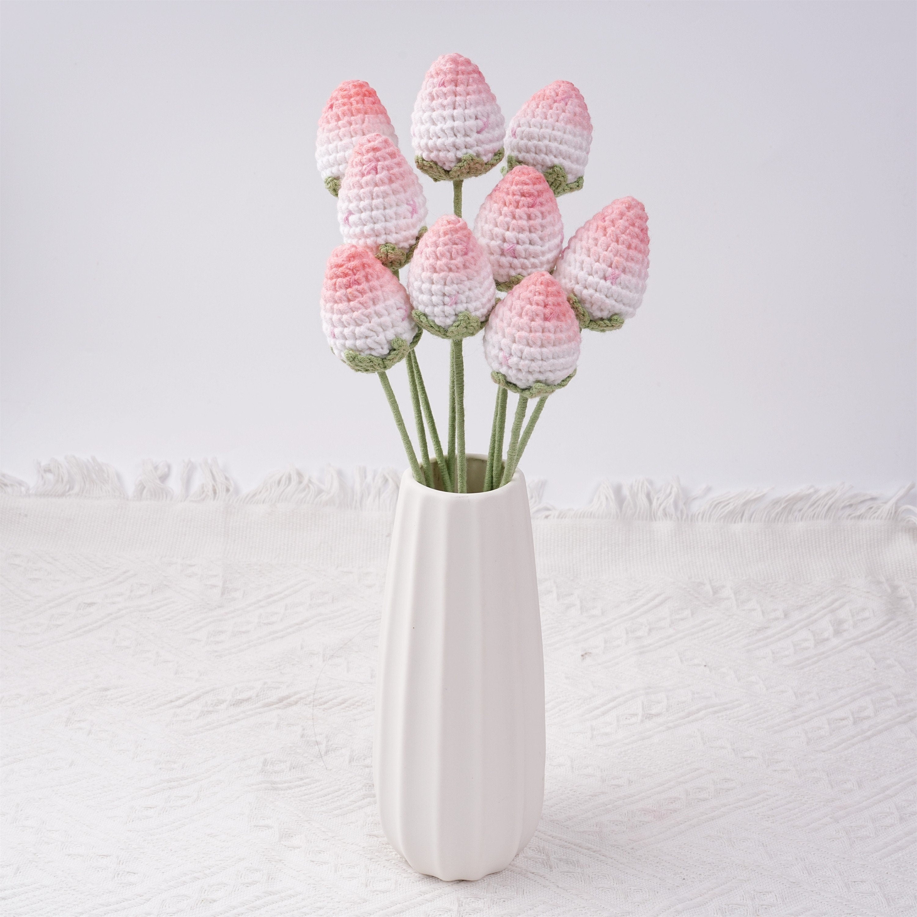 Handmade Knit Pink Strawberry Crochet Bouquet