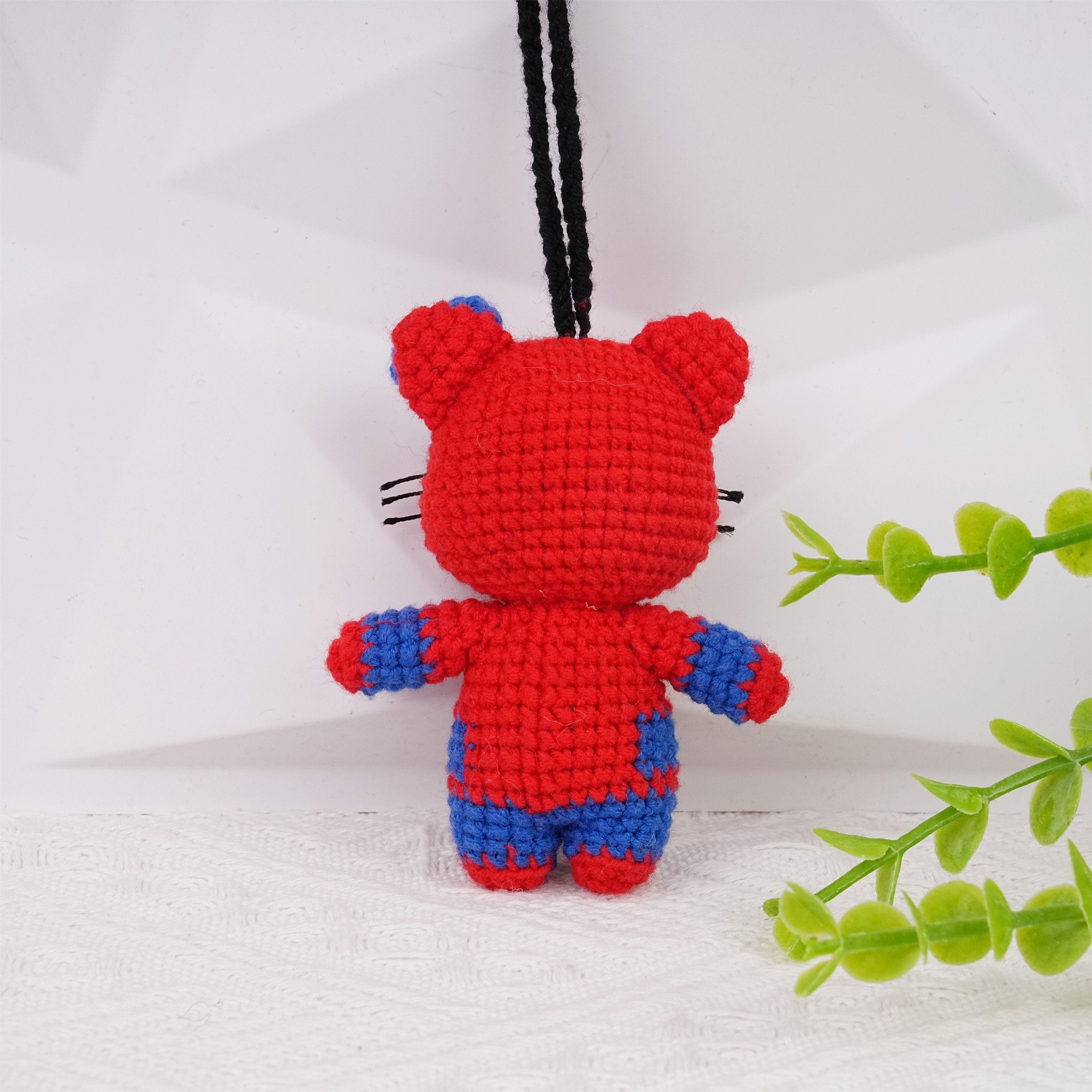 Handmade Crochet Spider Kitty Car Doll Pendant Oranment