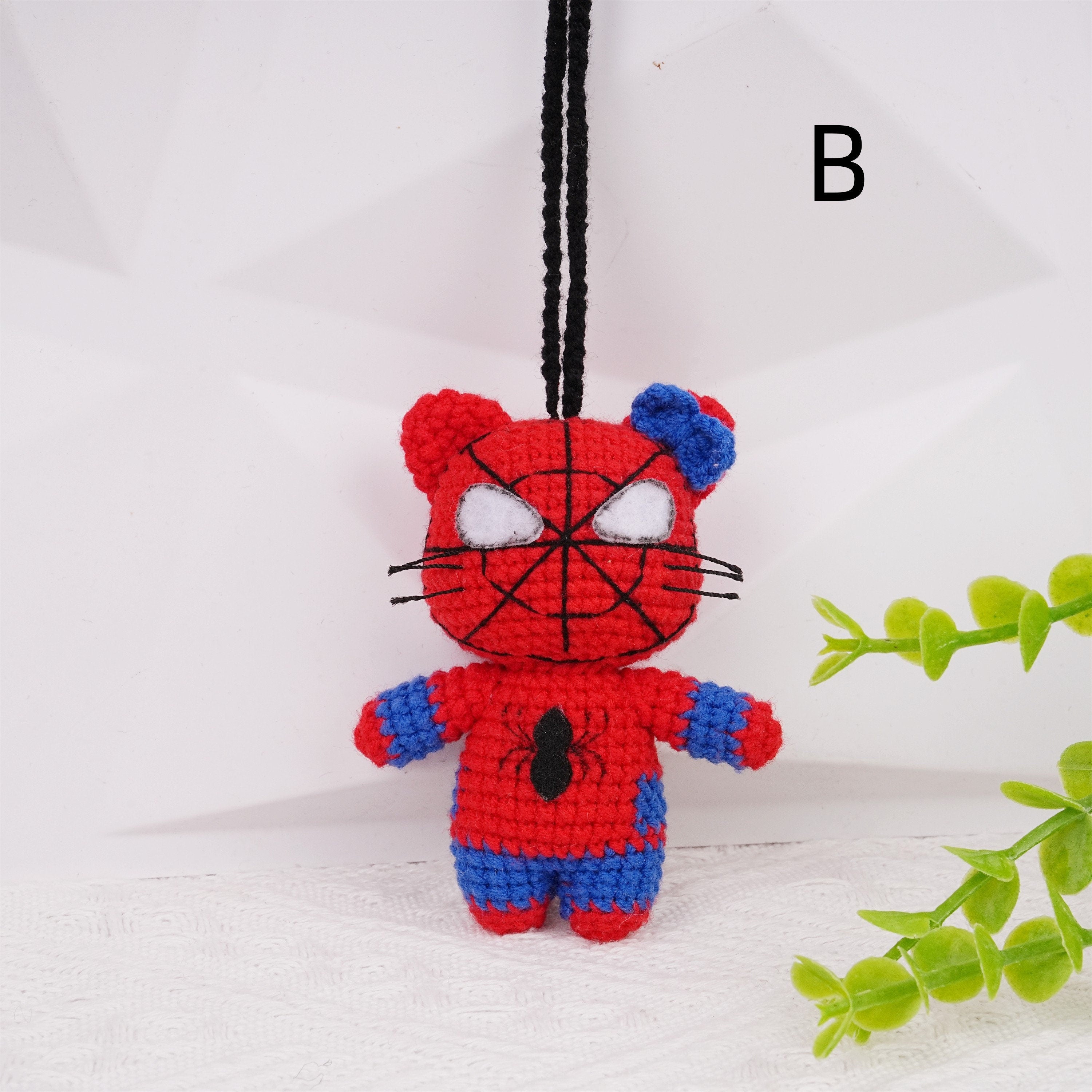 Handmade Crochet Spider Kitty Car Doll Pendant Oranment