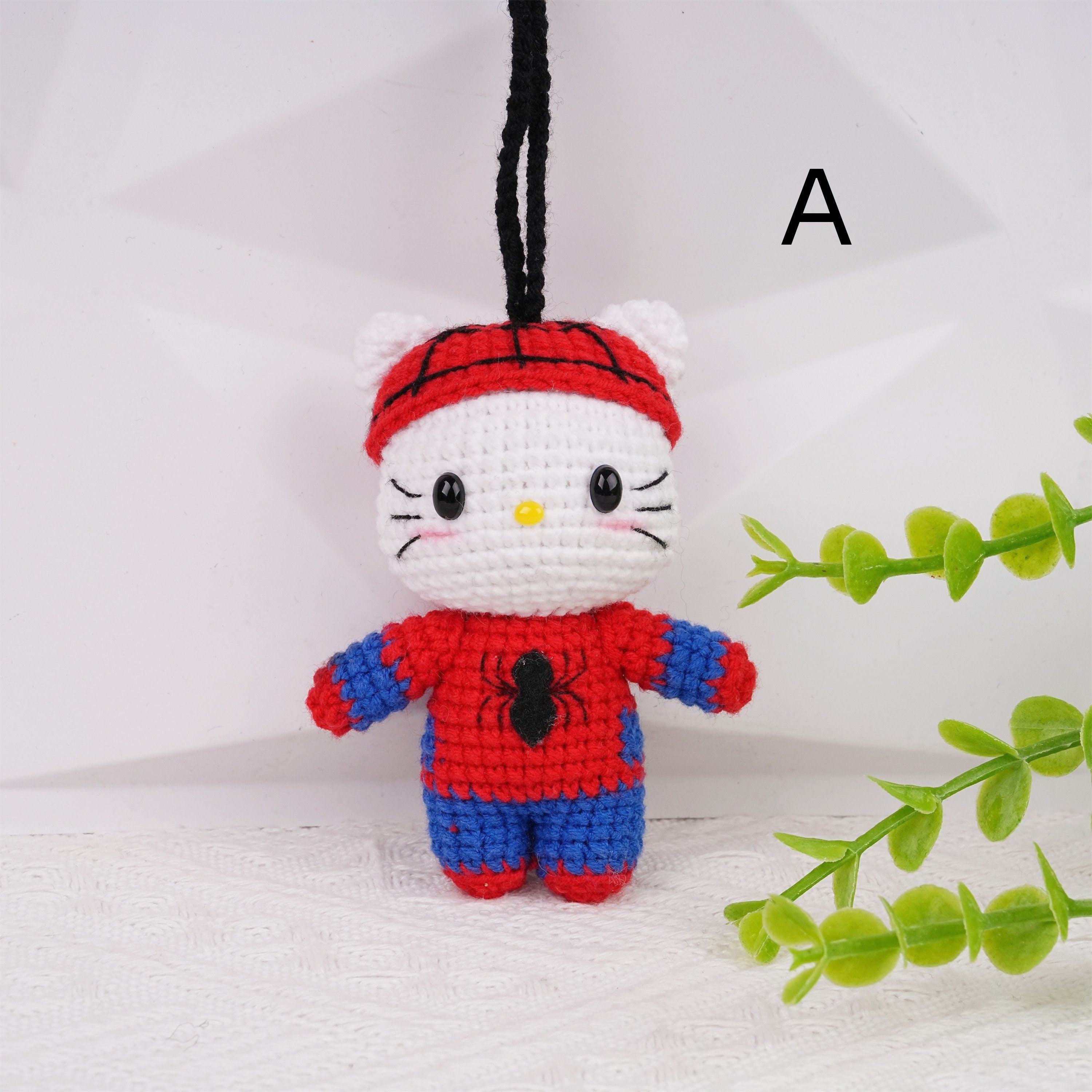 Handmade Crochet Spider Kitty Car Doll Pendant Oranment