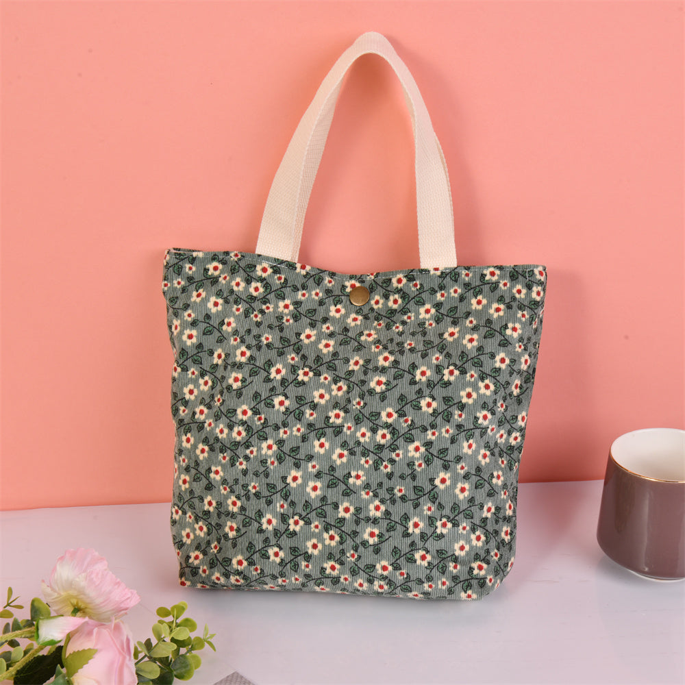 Medium Daisy Floral Corduroy Tote Bag