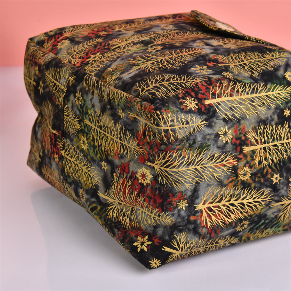 M/L Vintage Bronzing Fabric Flower/Dense Forest Tote Bag