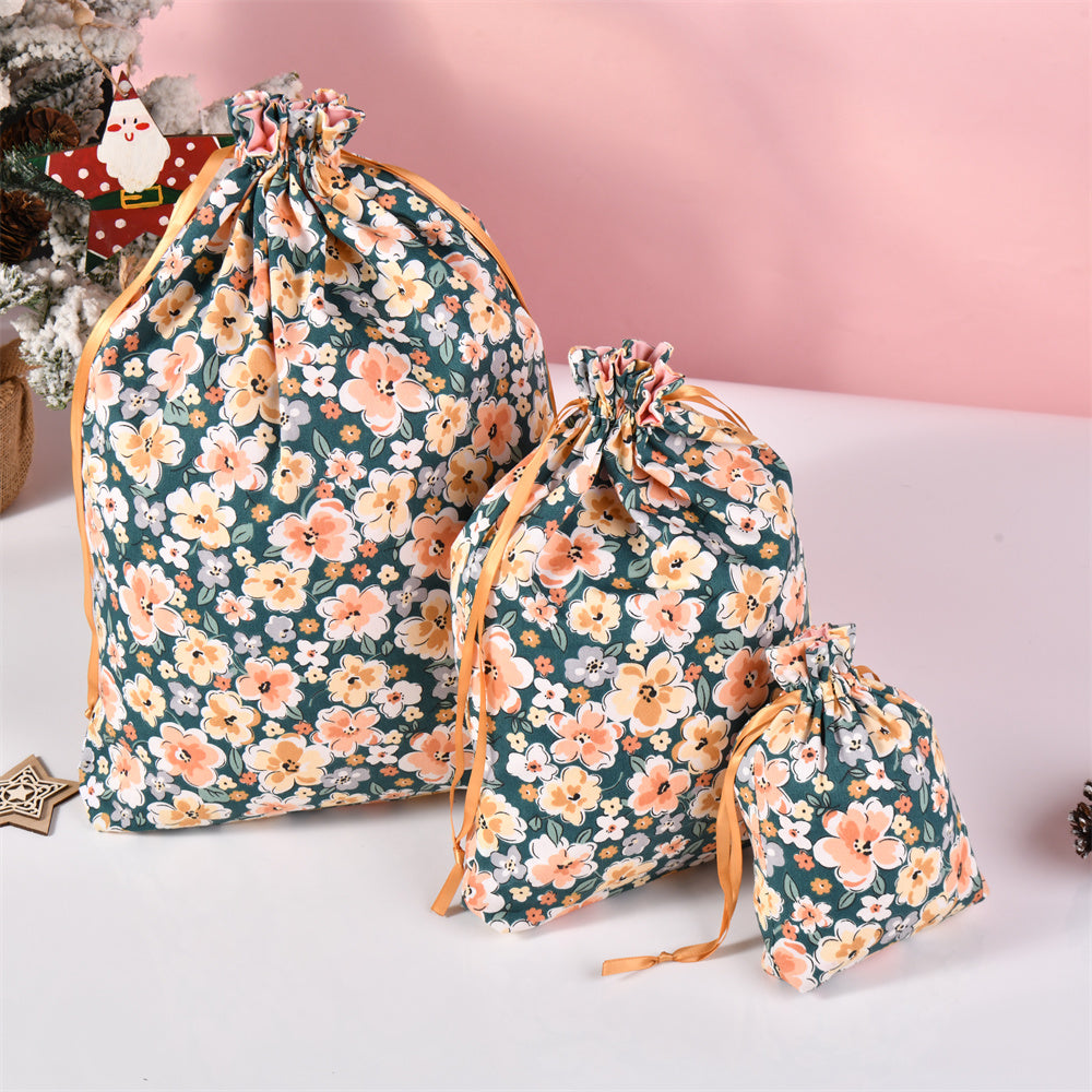 L/M/S Flowers Handmade Drawstring Gift Bag