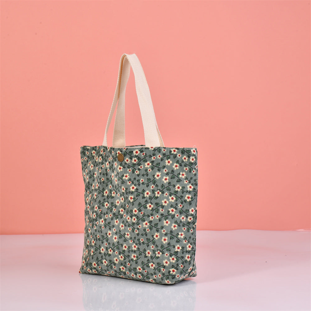 Medium Daisy Floral Corduroy Tote Bag