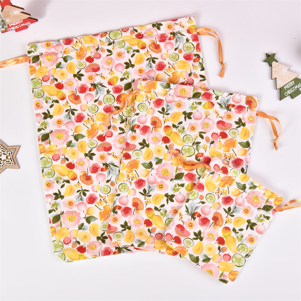 L/M/S Fruits And Flowers Drawstring Gift Bags