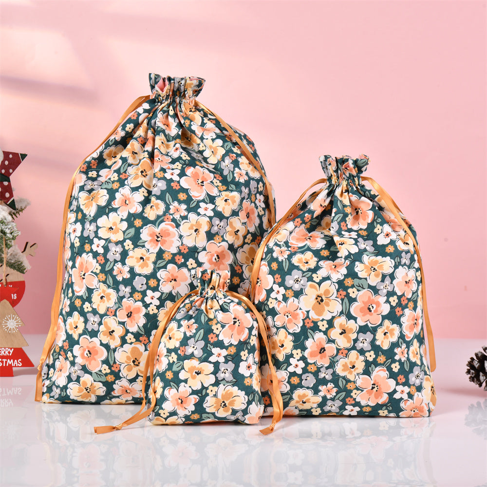 L/M/S Flowers Handmade Drawstring Gift Bag