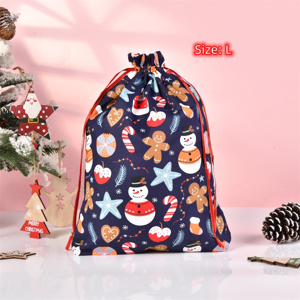 S/M/L Christmas Xmas Decoration Drawstring Gift Bags