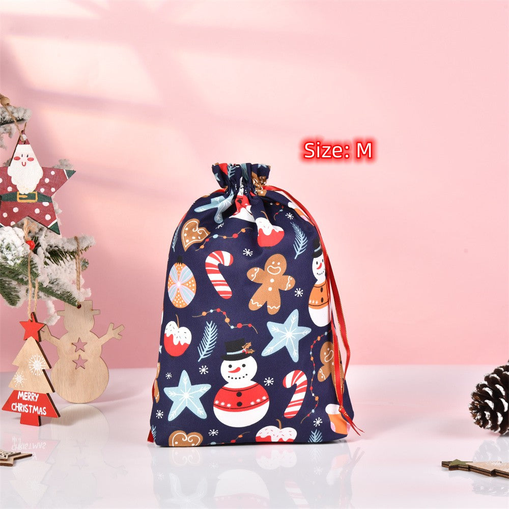 S/M/L Christmas Xmas Decoration Drawstring Gift Bags