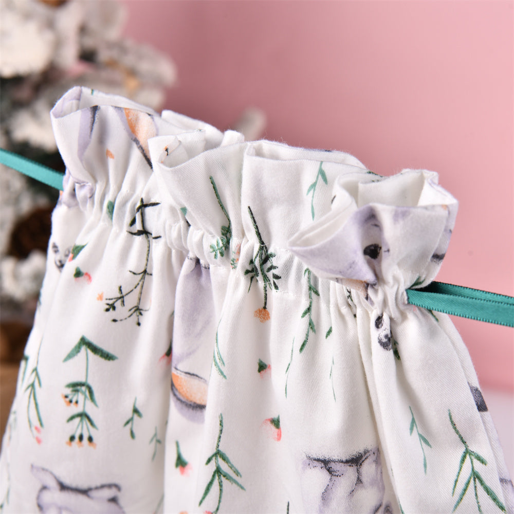 L Size Cute Rabbit White Drawstring Gift Bag