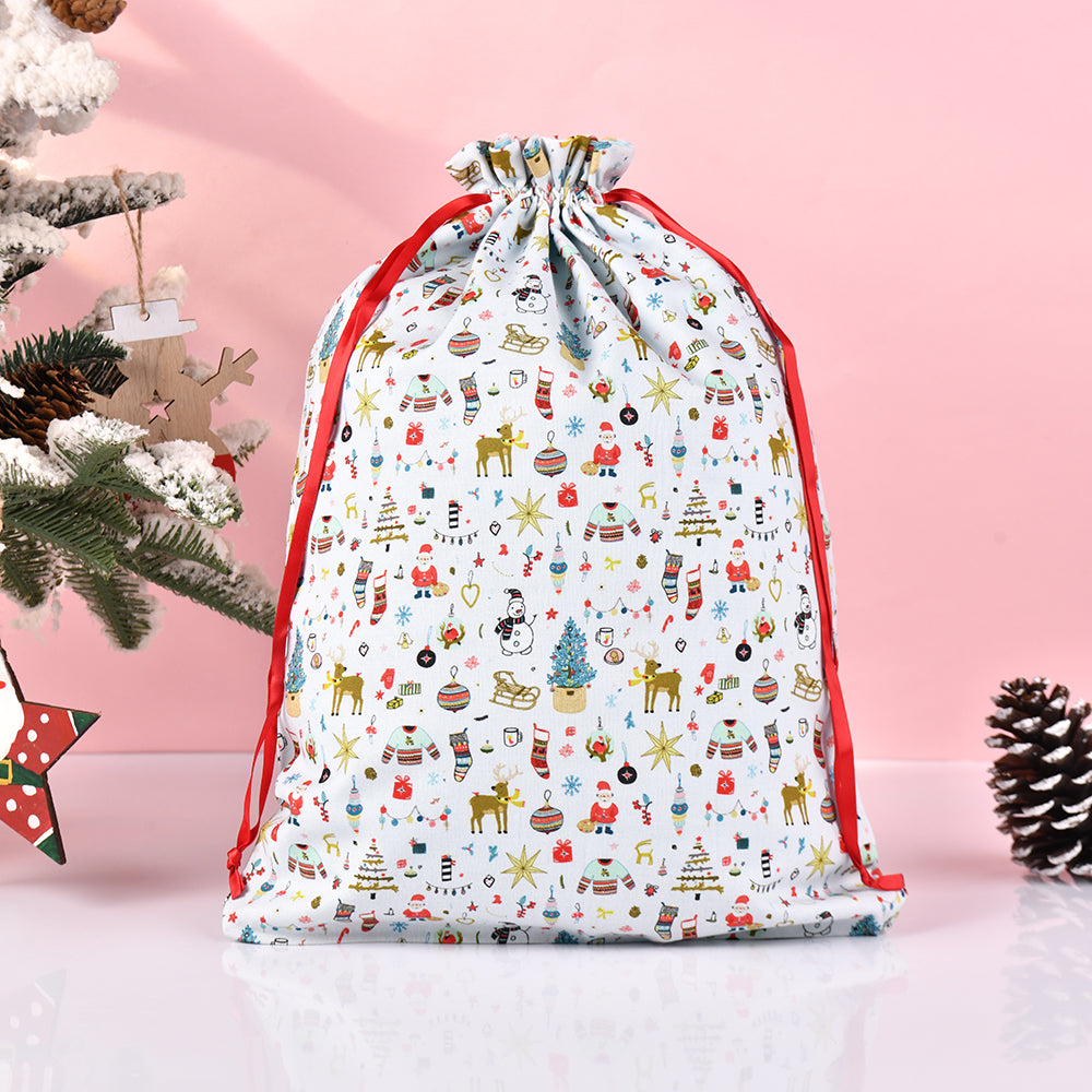 S/M/L Santa Claus Drawstring Christmas Gift Bags