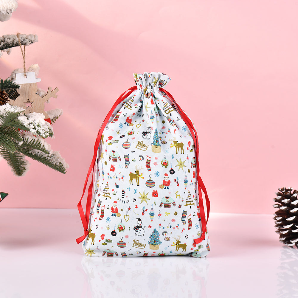 S/M/L Santa Claus Drawstring Christmas Gift Bags