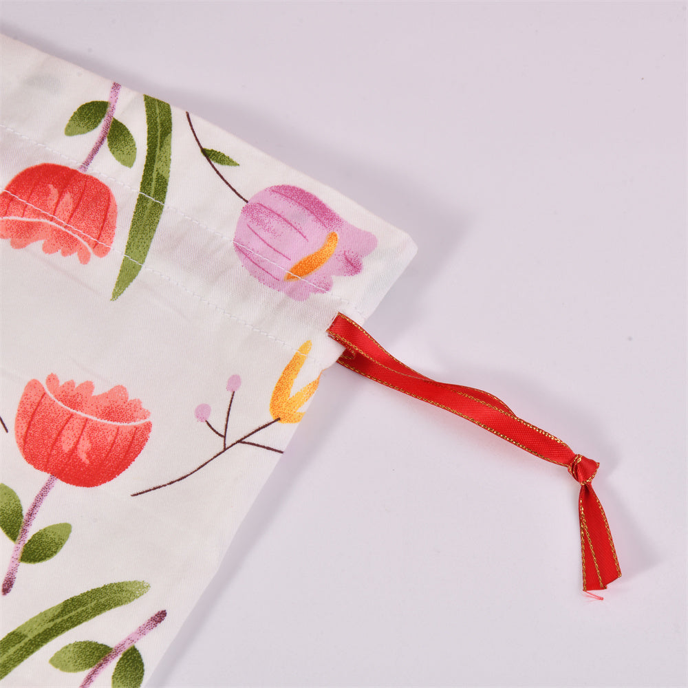 M/L Tulip Cute Fabric Handmade Drawstring Gift Bag