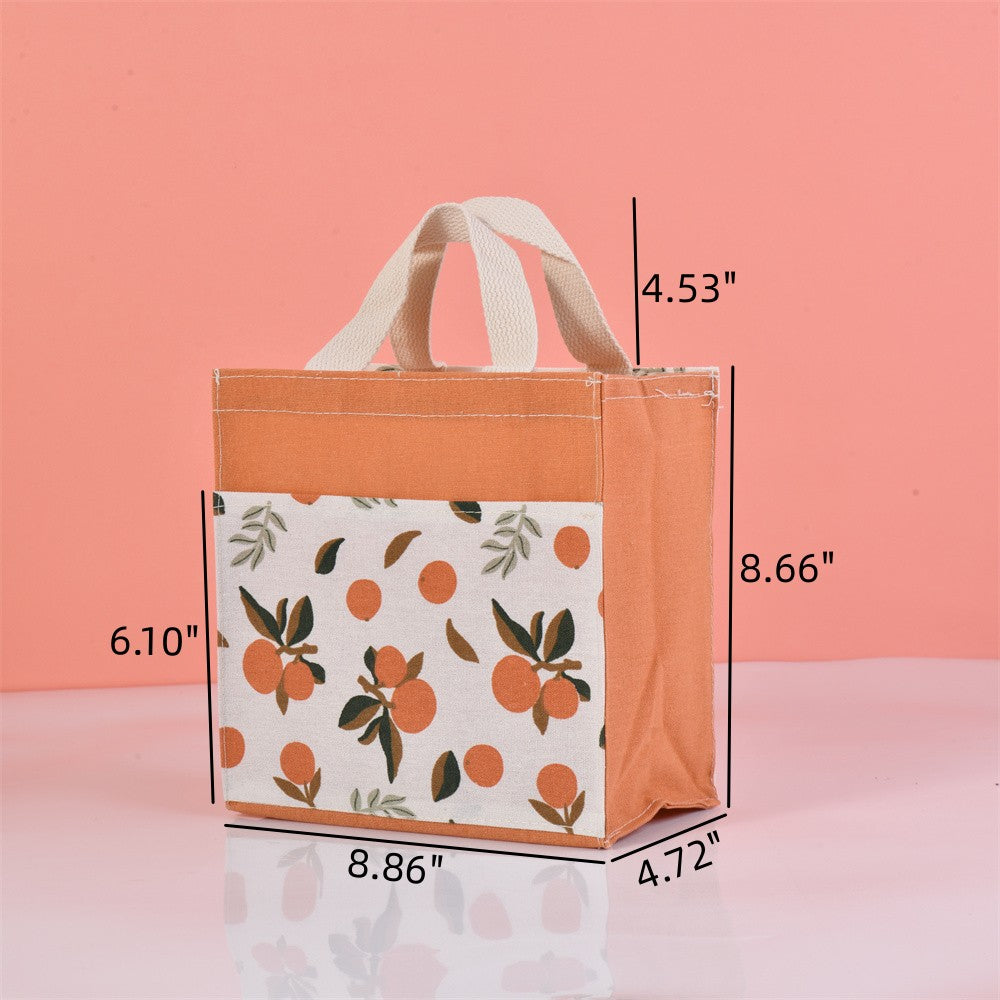 Medium Lemon/Orange/Avocado Autumn Canvas Tote Bag