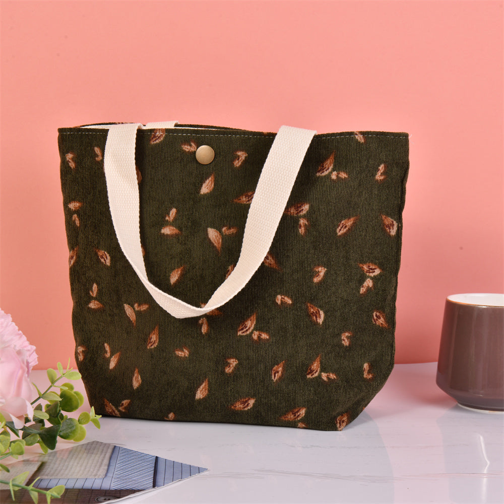 Medium Daisy Floral Corduroy Tote Bag