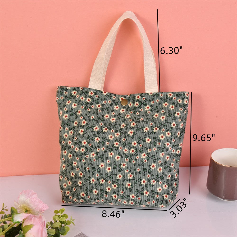 Medium Daisy Floral Corduroy Tote Bag