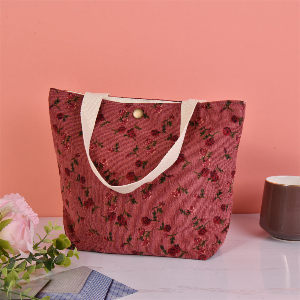 Medium Daisy Floral Corduroy Tote Bag